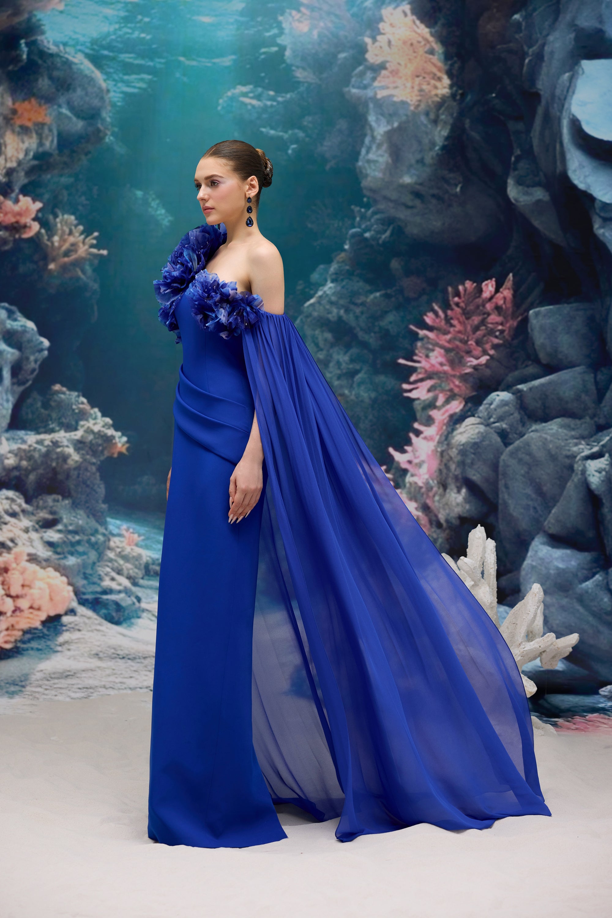 Calista Crepe & Chiffon Dress