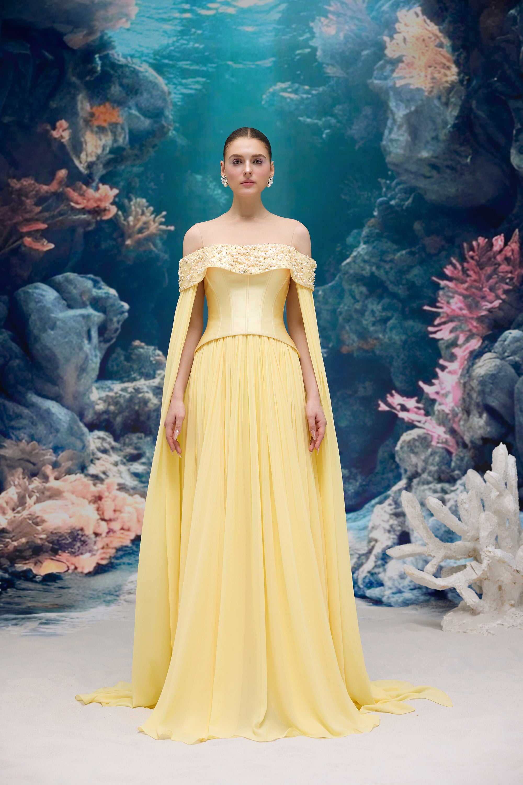 Isabeau Royal Taffeta & Chiffon Dress