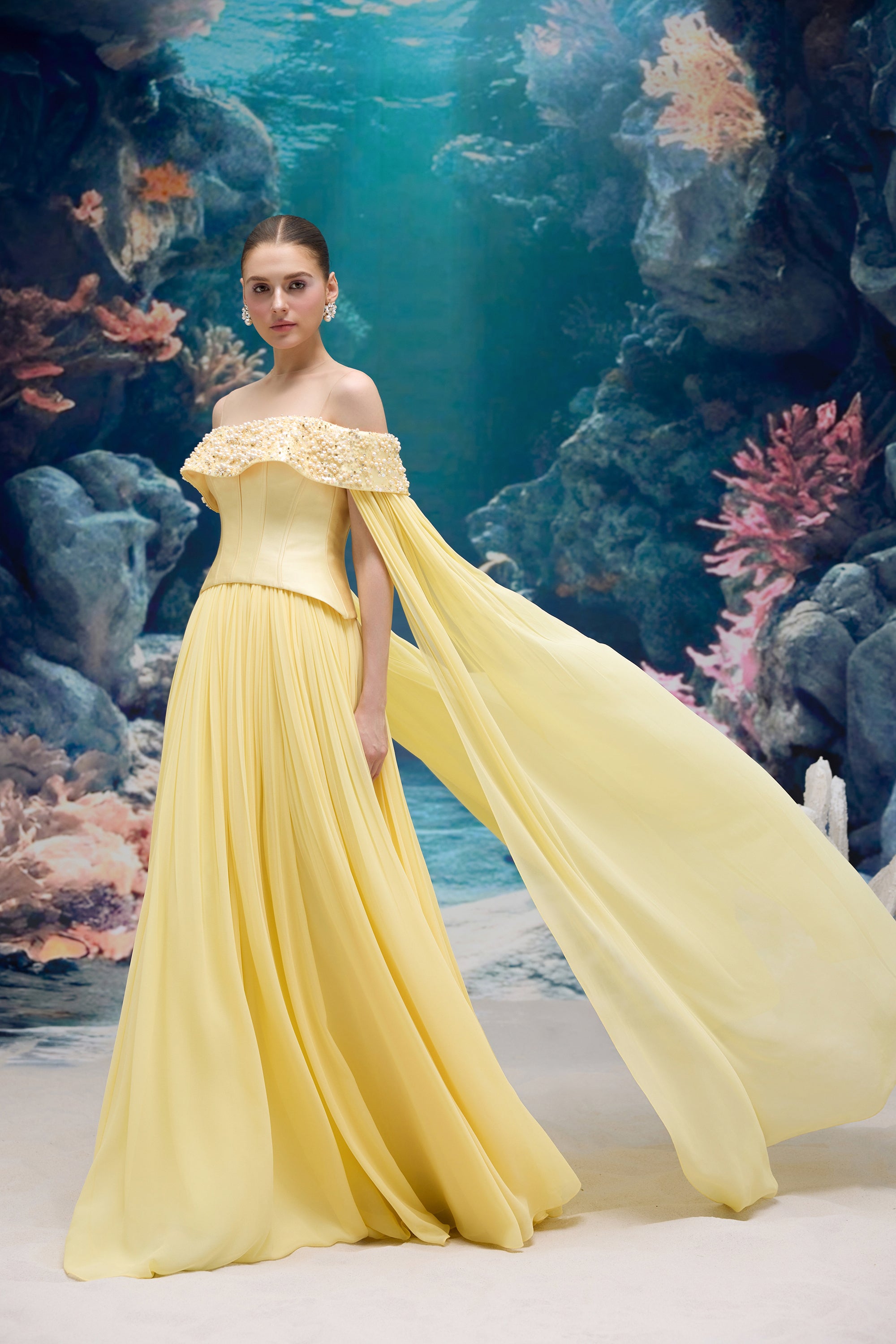 Isabeau Royal Taffeta & Chiffon Dress