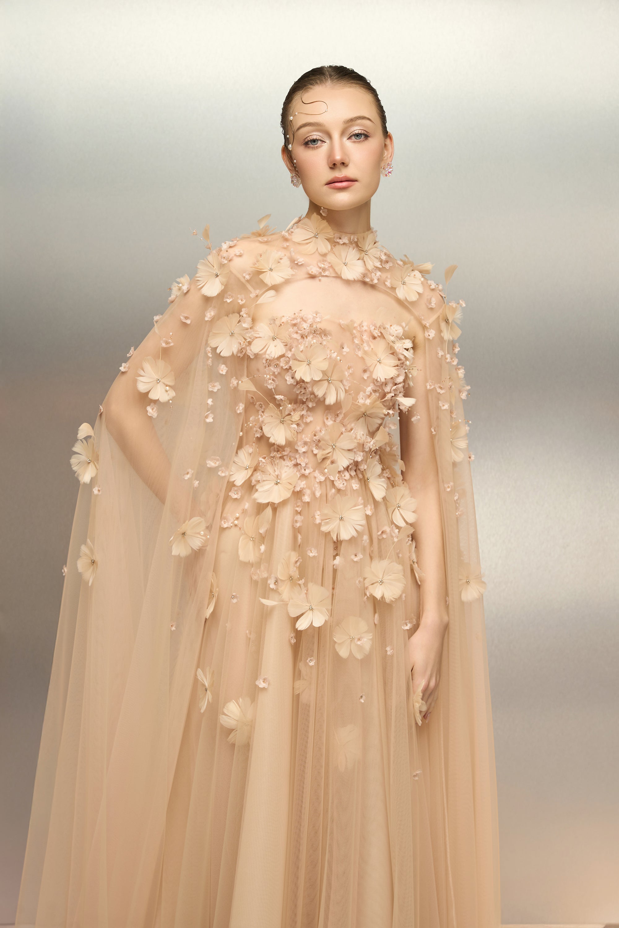 Kamilia tulle flower cape