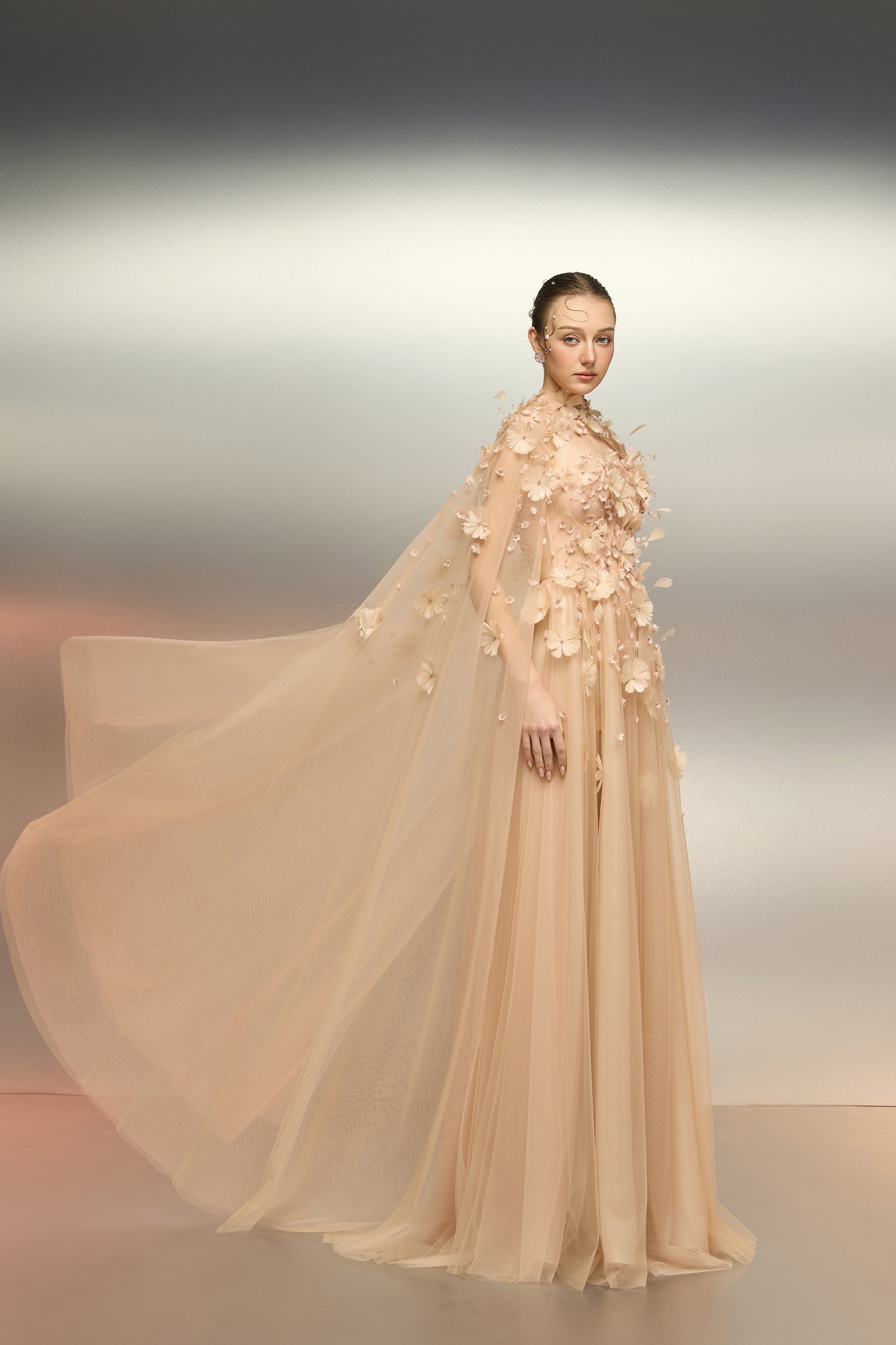 Kamilia tulle flower cape