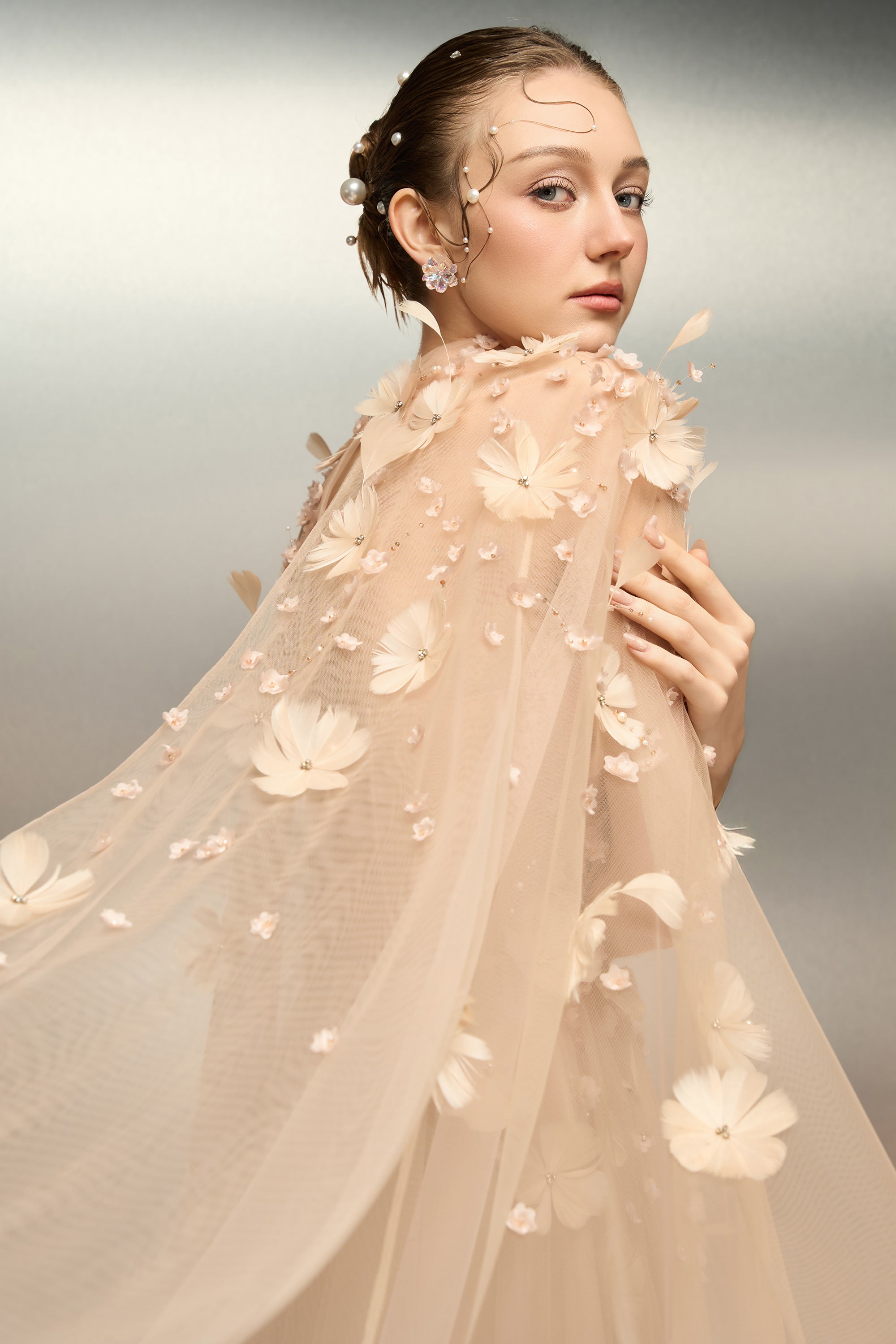 Kamilia tulle flower cape