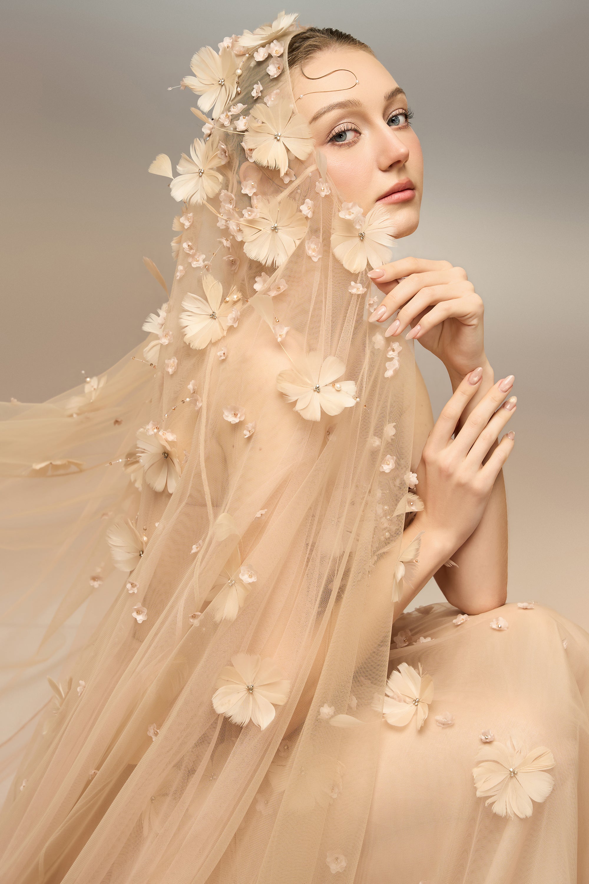 Rumram tulle flower dress & Kamilia tulle flower cape