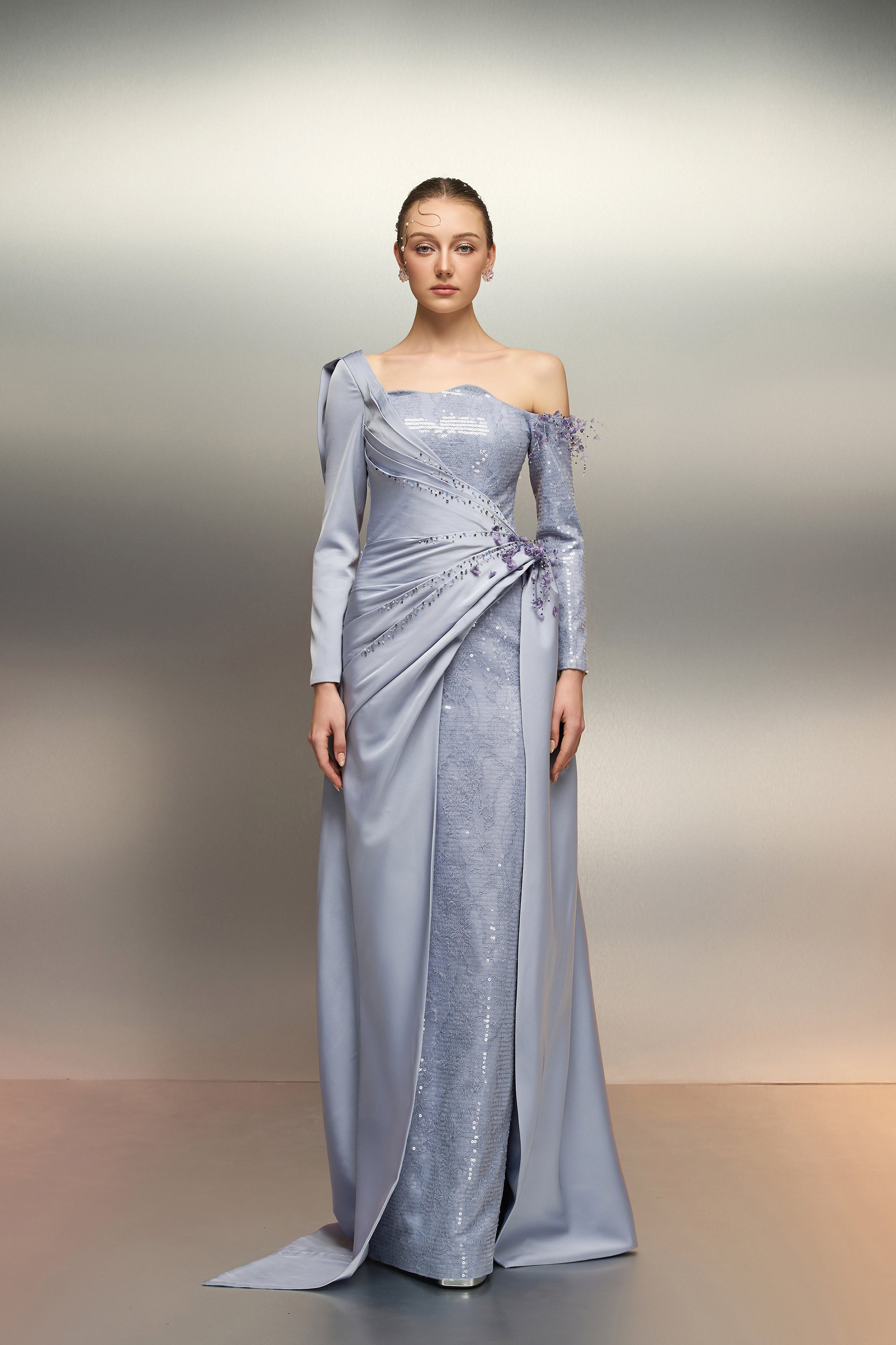 Khuzama sequin & silk satin dress