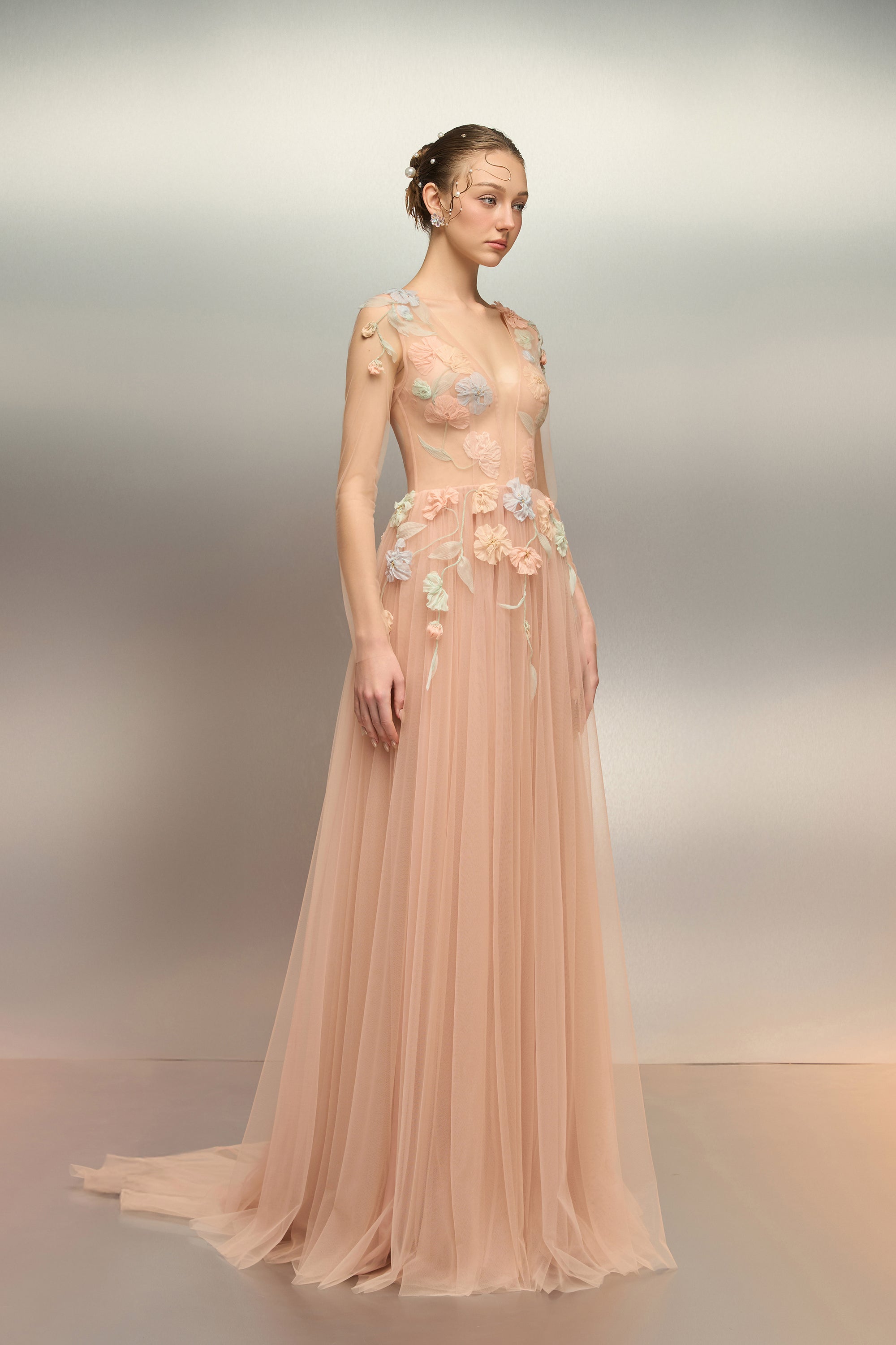 Qabar tulle flower dress