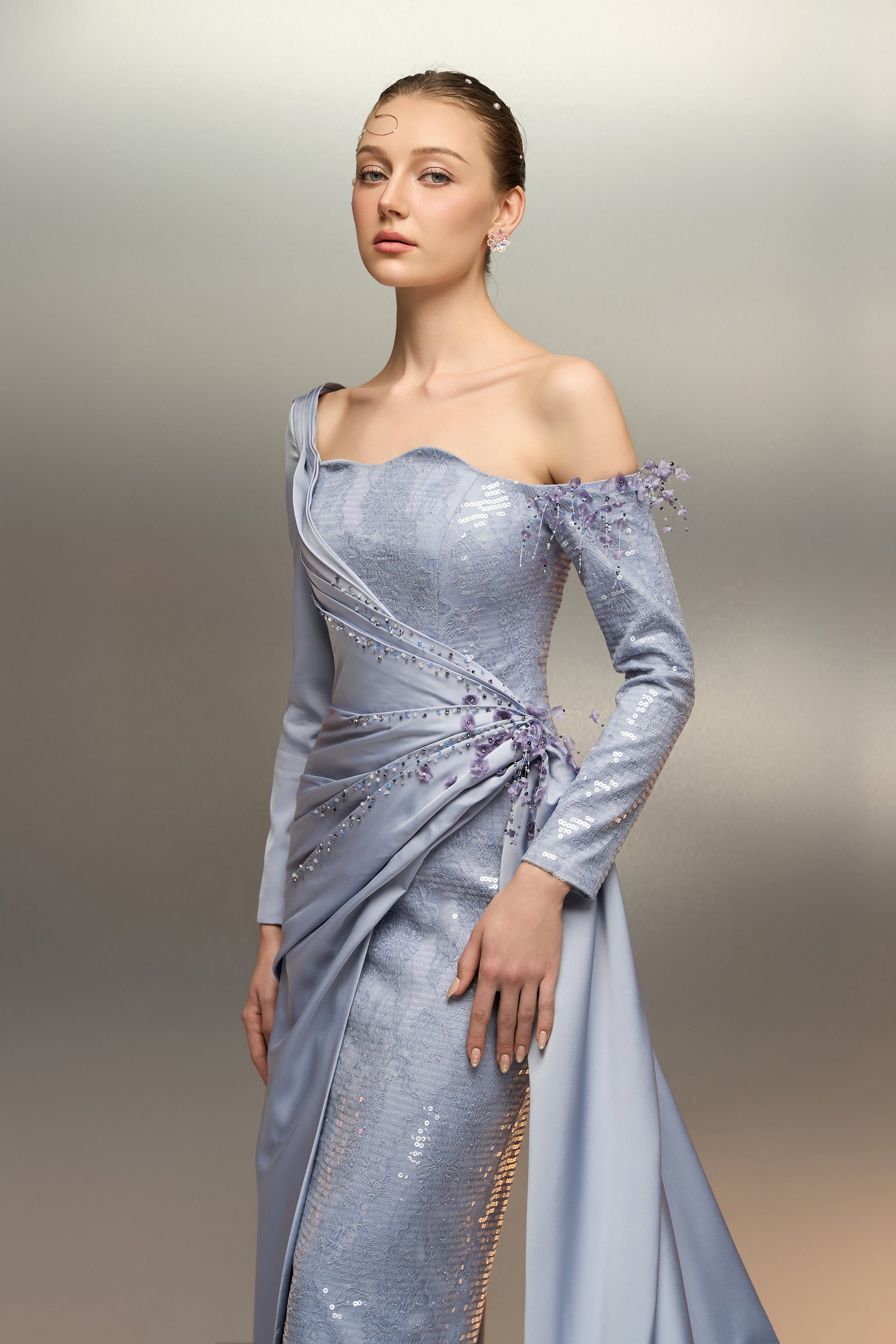 Khuzama sequin & silk satin dress