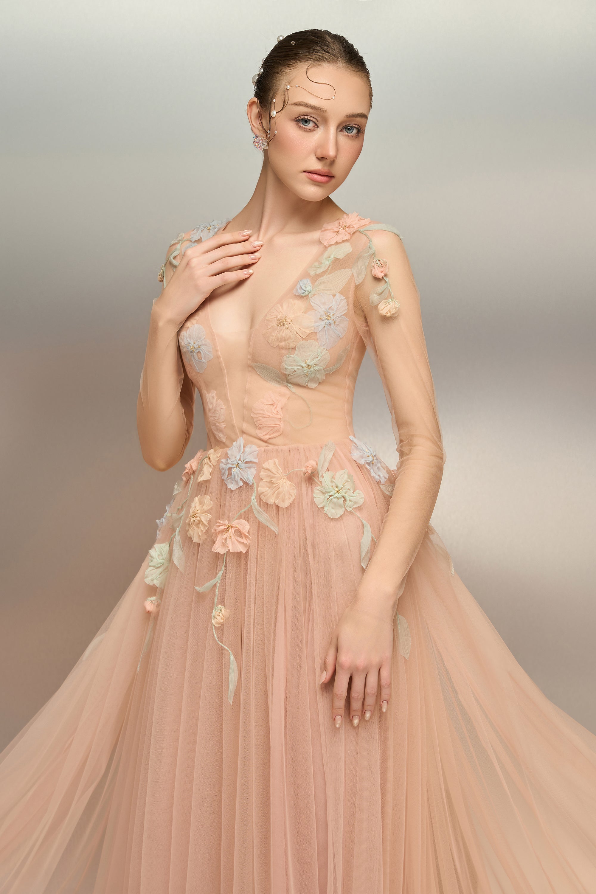 Qabar tulle flower dress