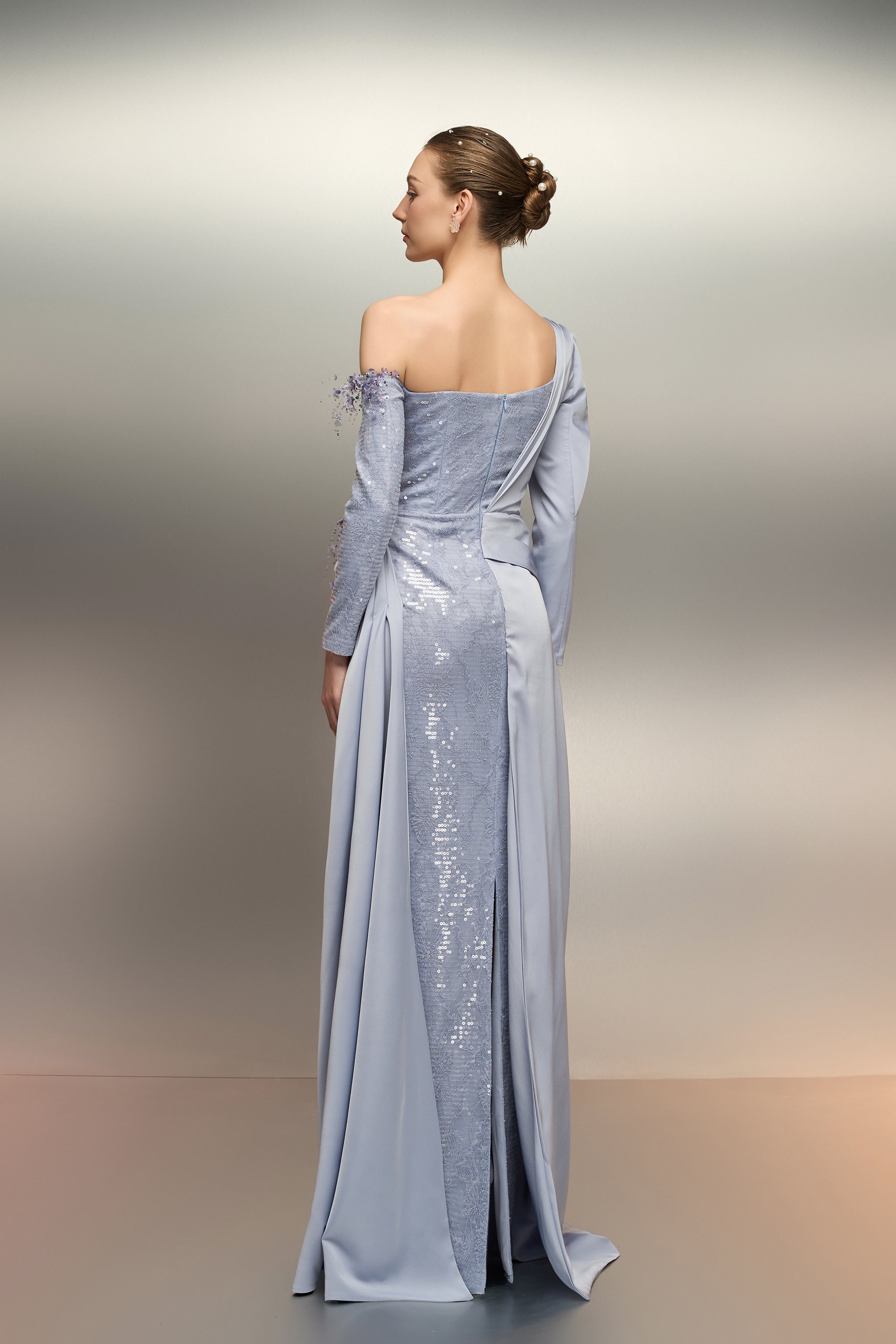 Khuzama sequin & silk satin dress