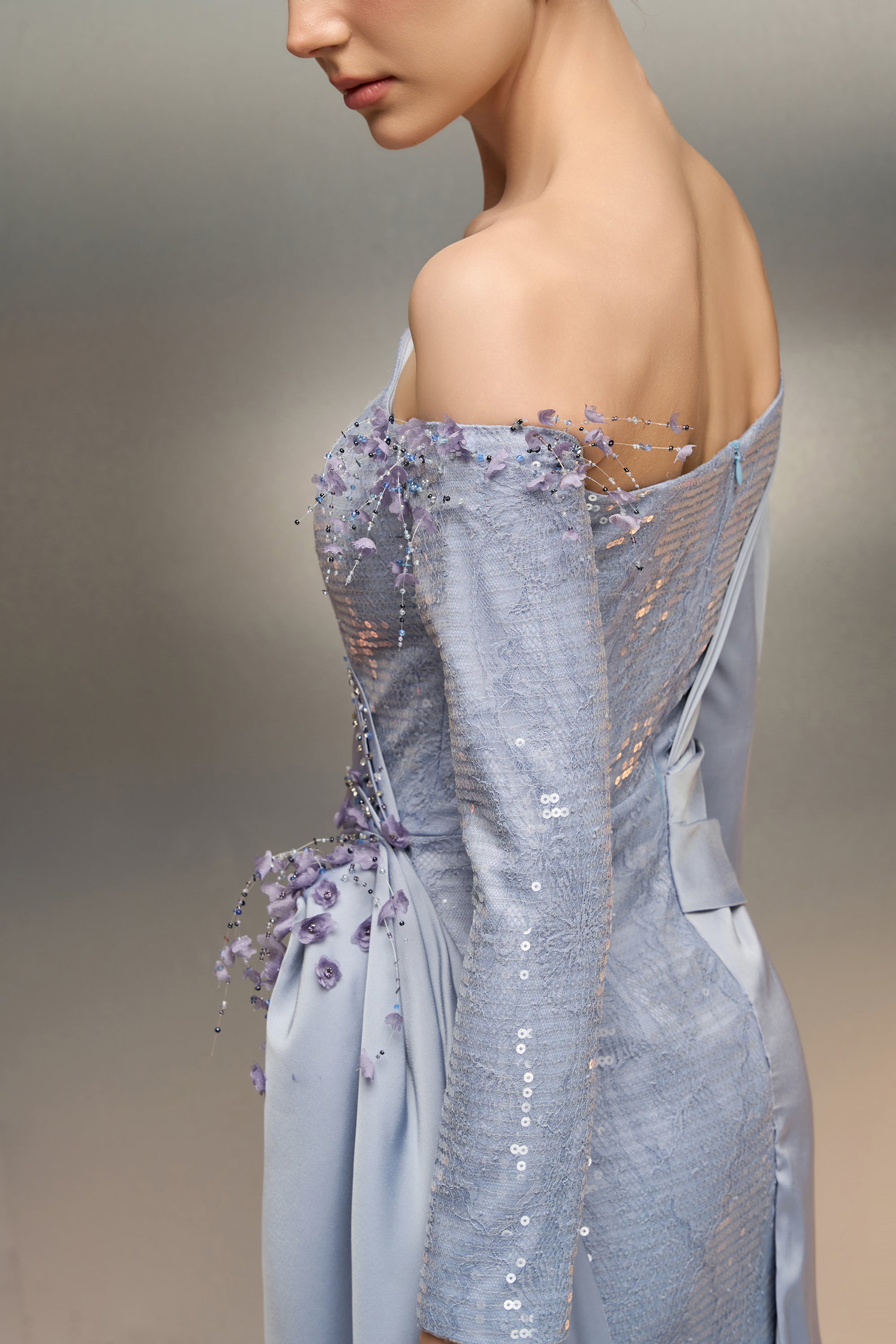 Khuzama sequin & silk satin dress