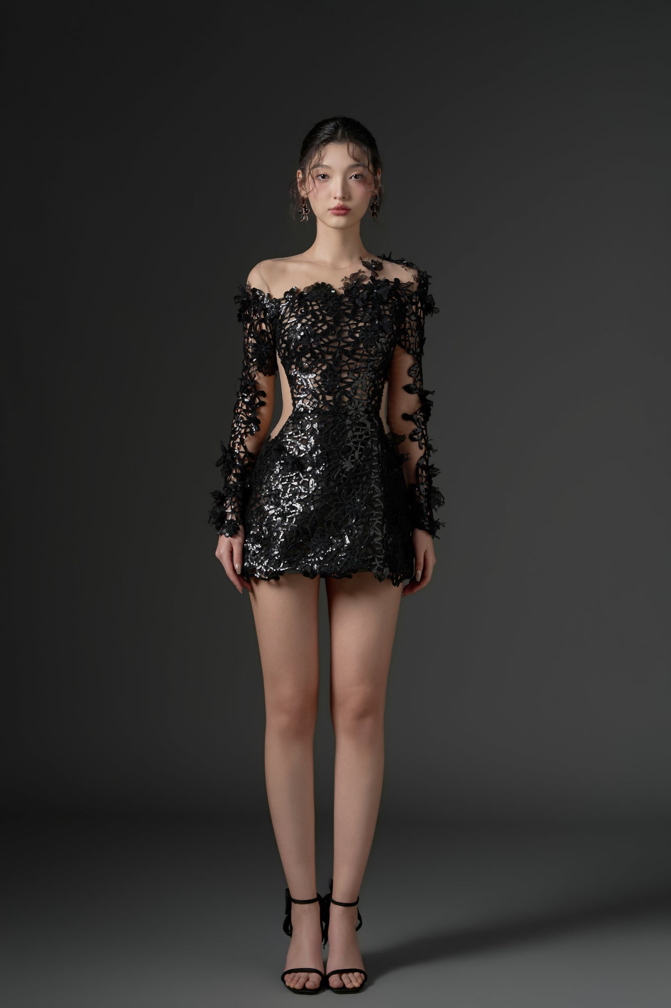 Pion floral sequin lace dress