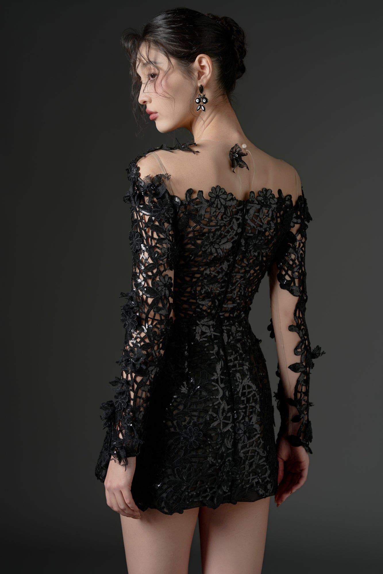 Pion floral sequin lace dress