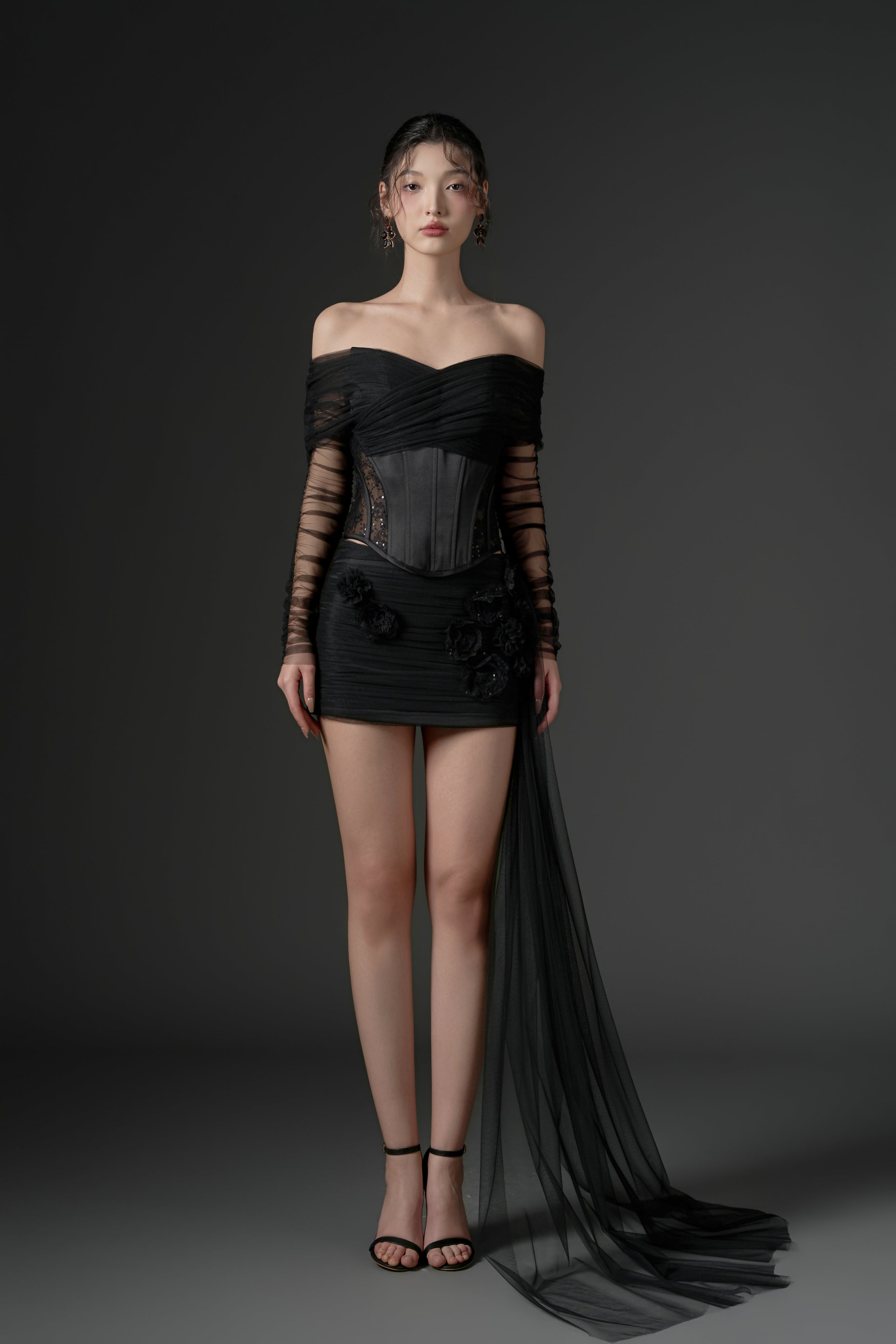 Farasha tulle and silk taffeta dress