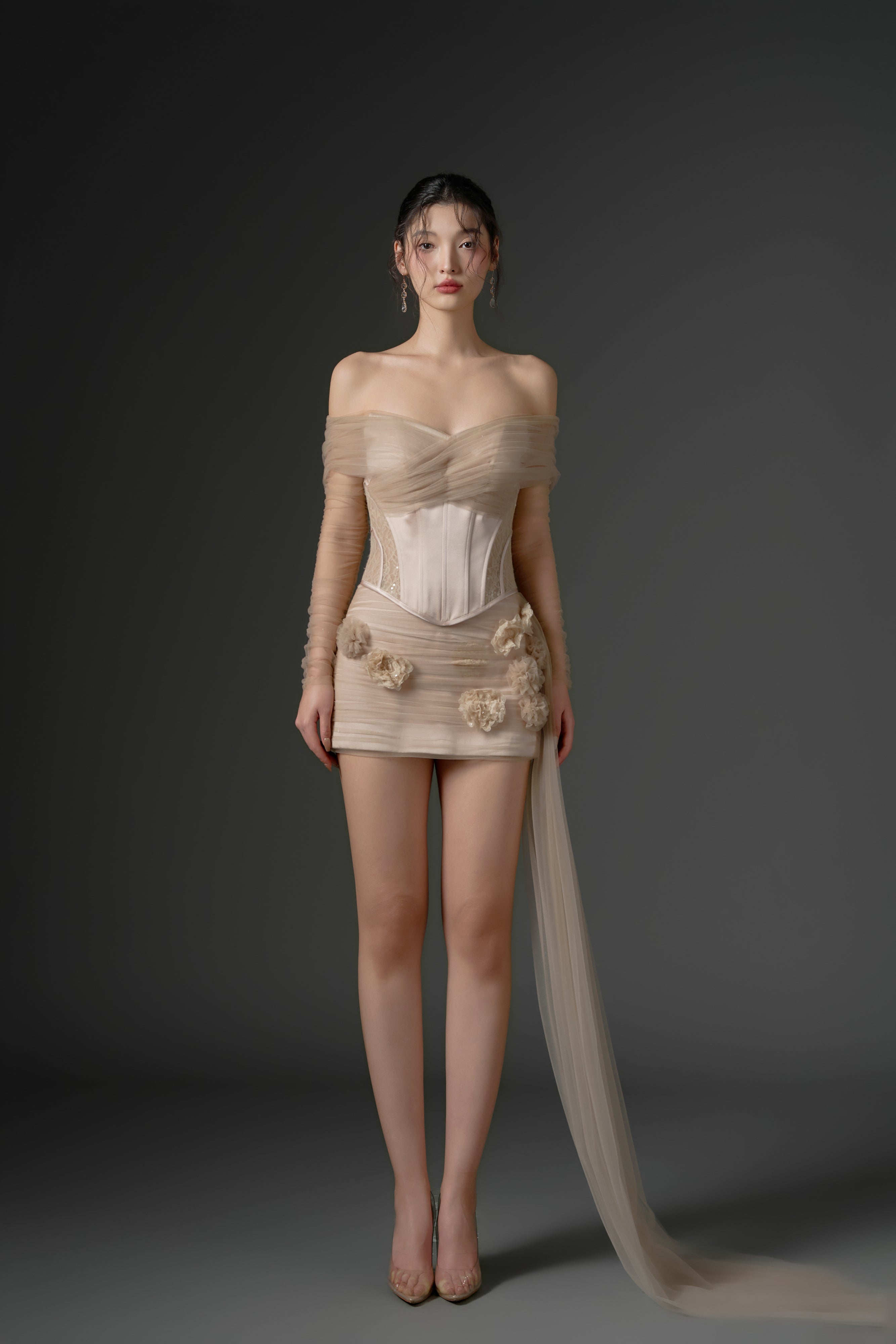 Farasha tulle and silk taffeta dress