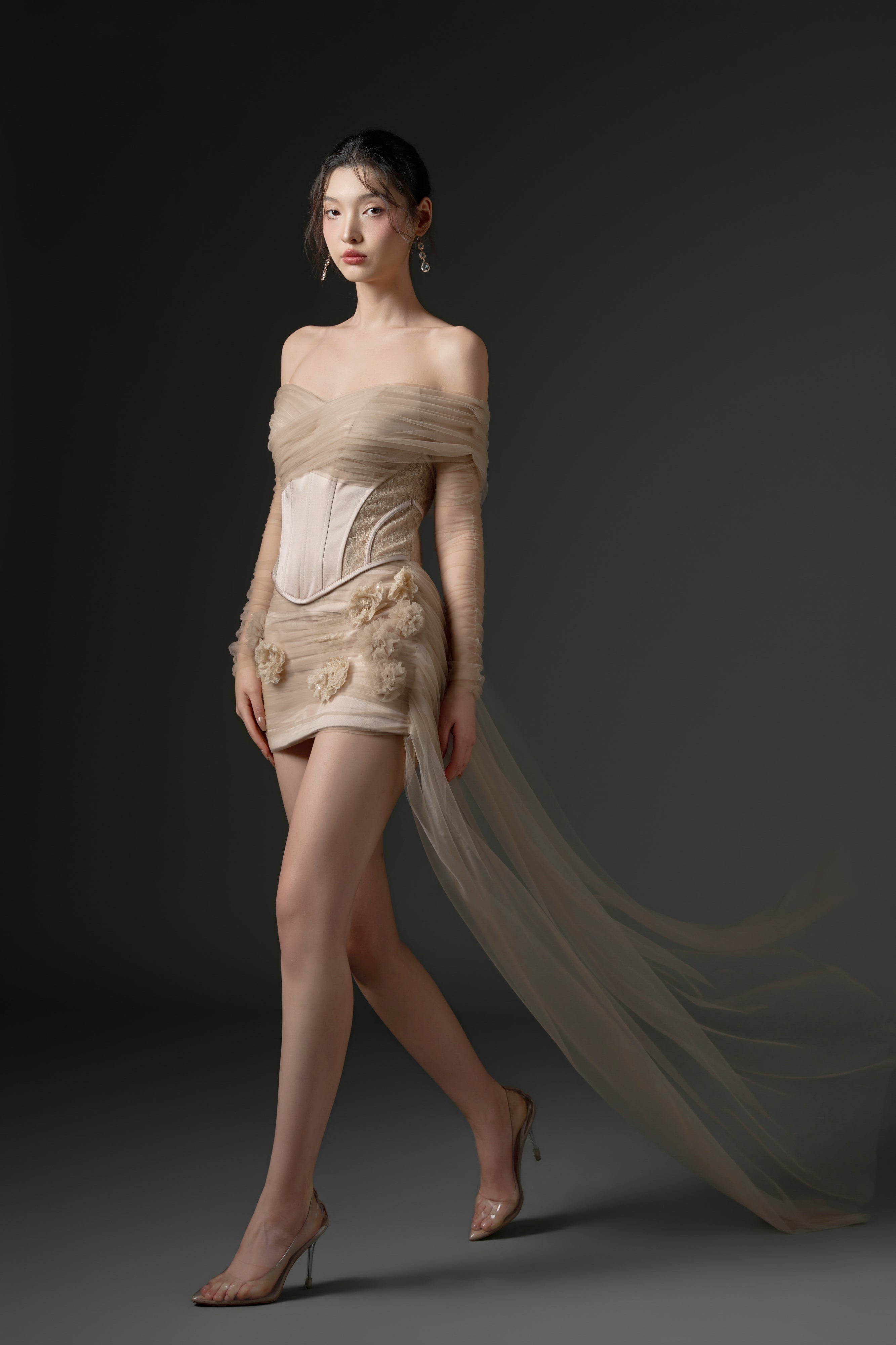 Farasha tulle and silk taffeta dress