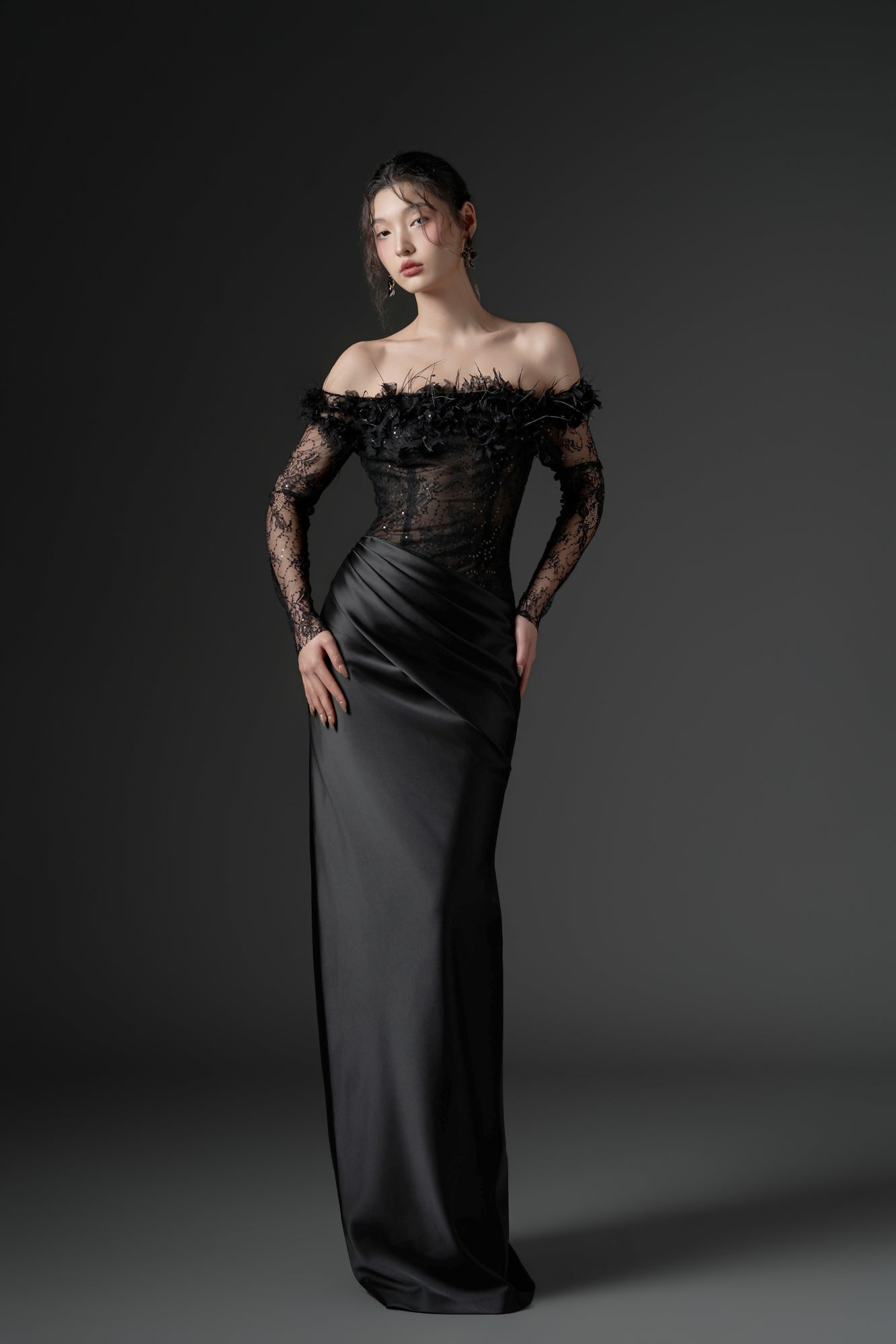 Namla lace and silk satin dress