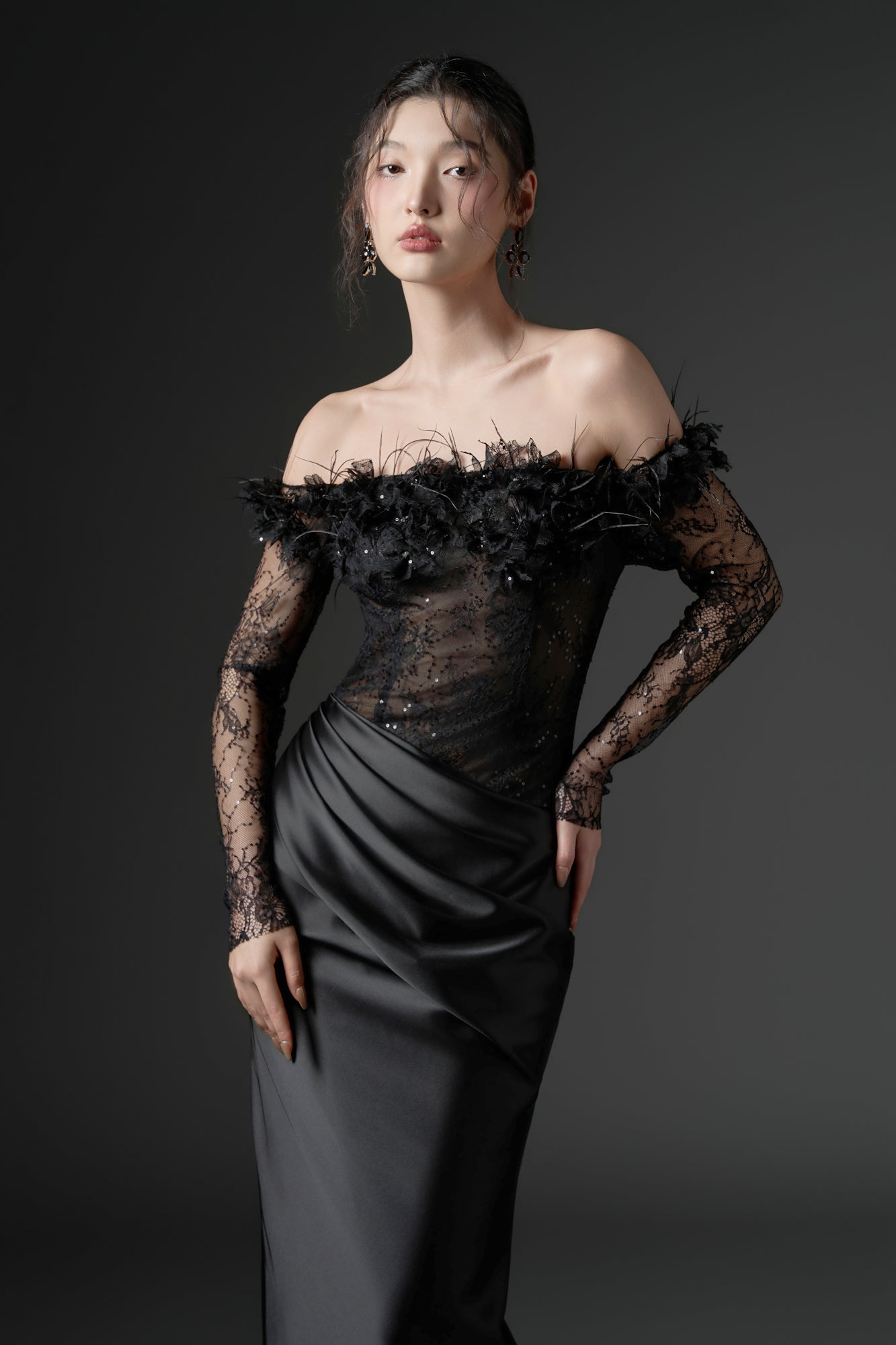 Namla lace and silk satin dress