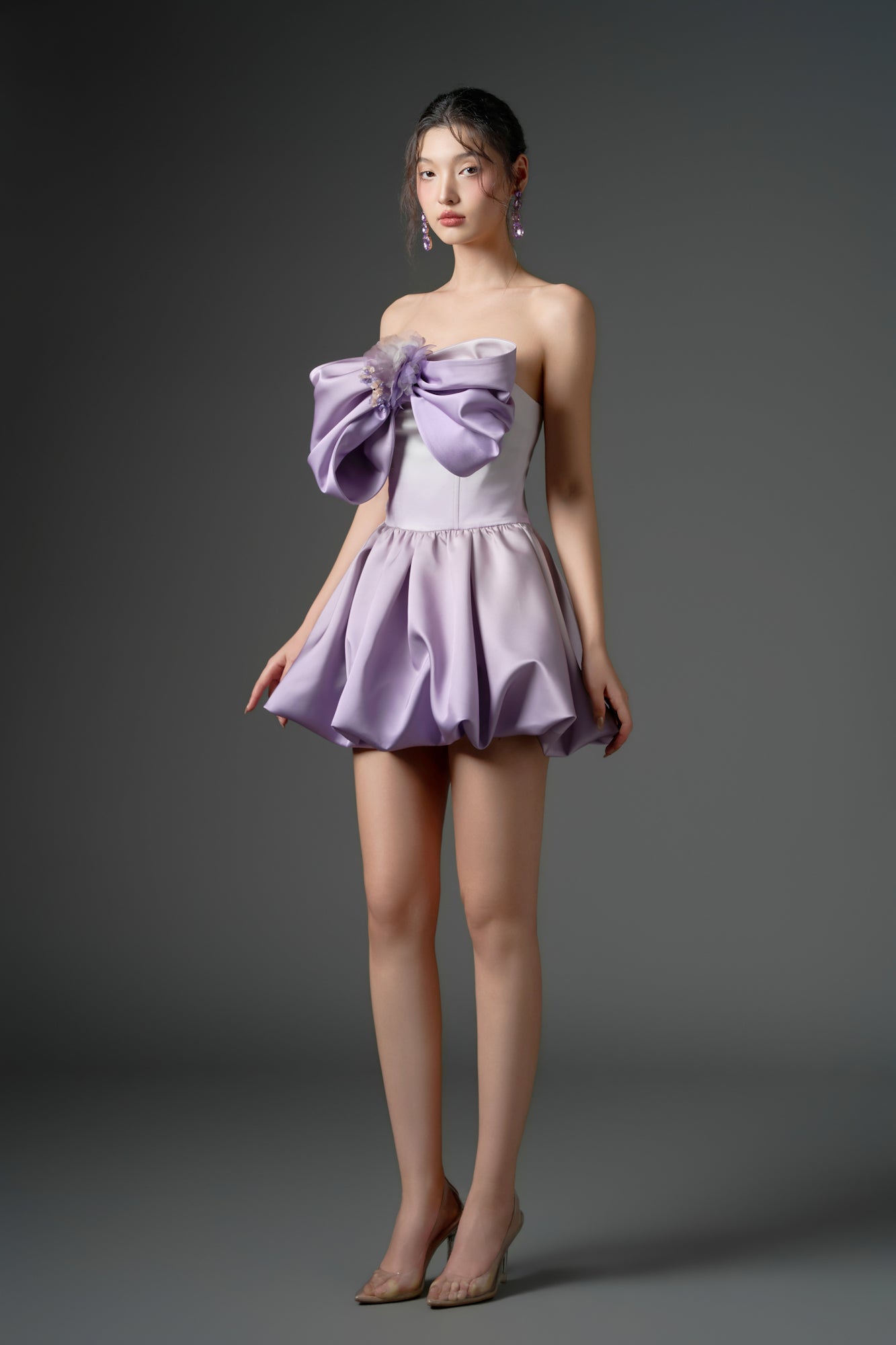 Fahd silk bow mini dress