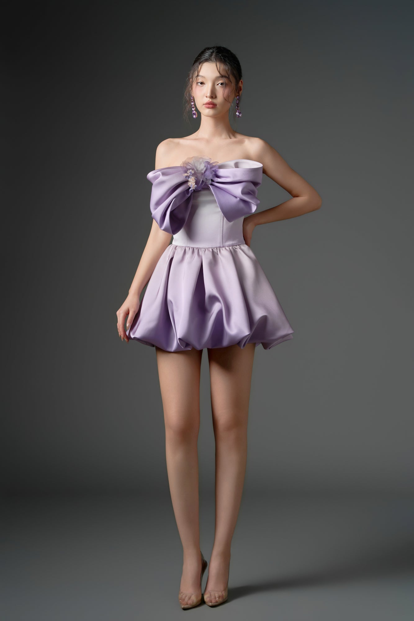 Fahd silk bow mini dress