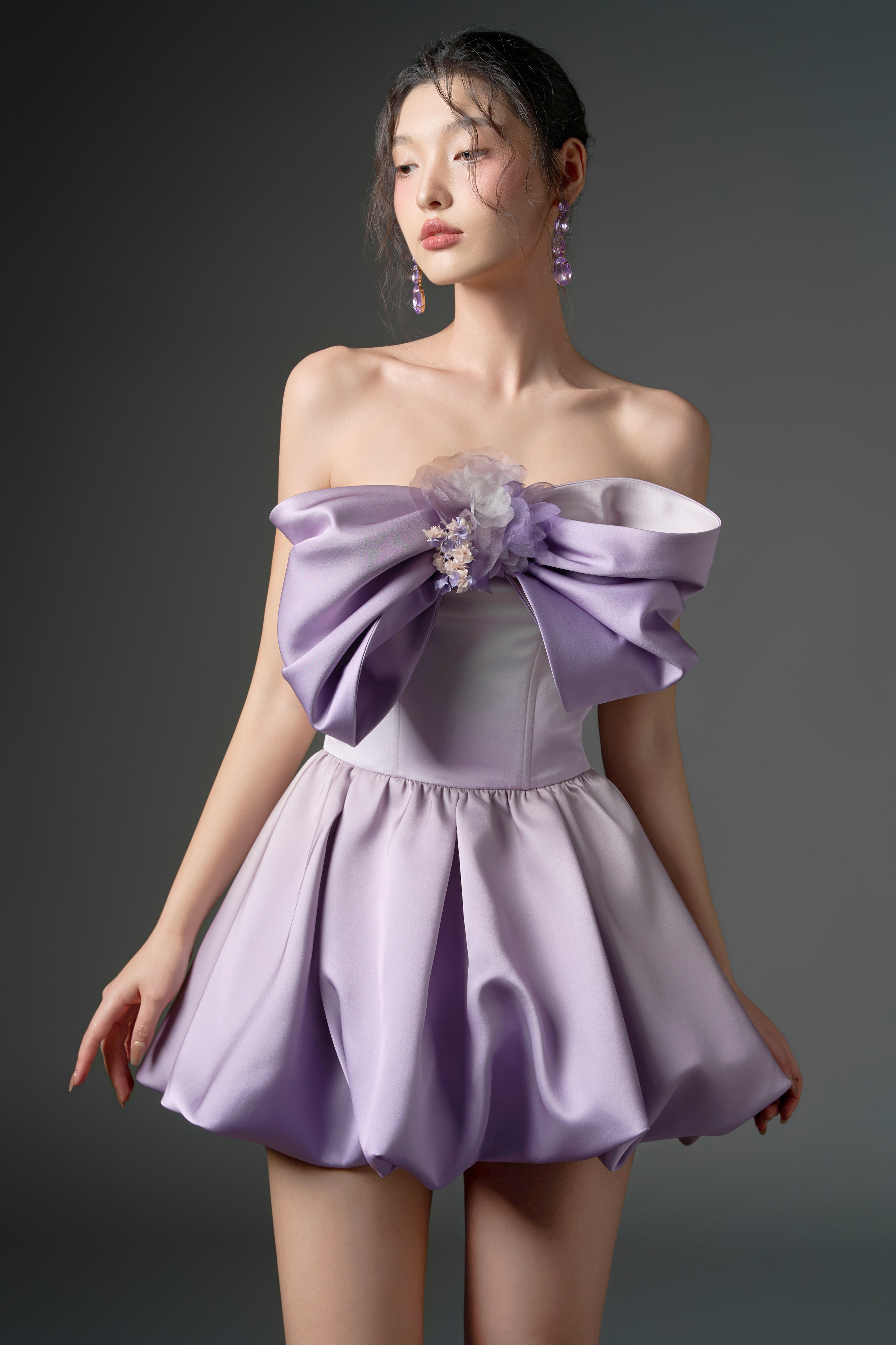 Fahd silk bow mini dress