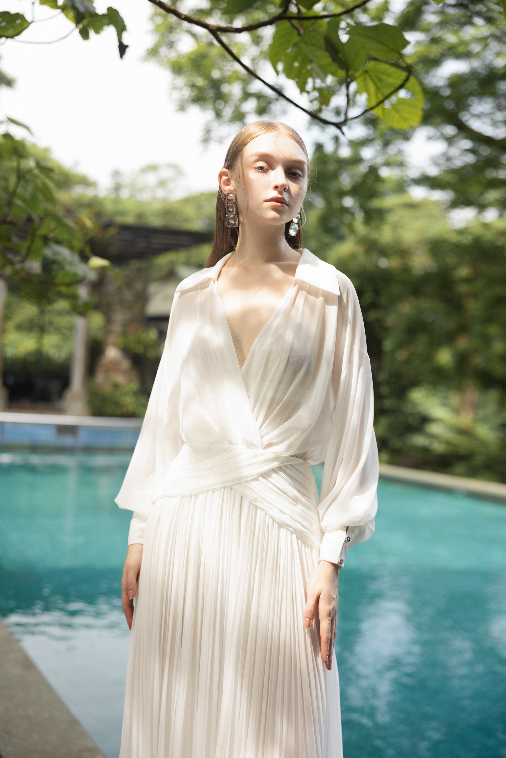 Clementina chiffon pleated dress