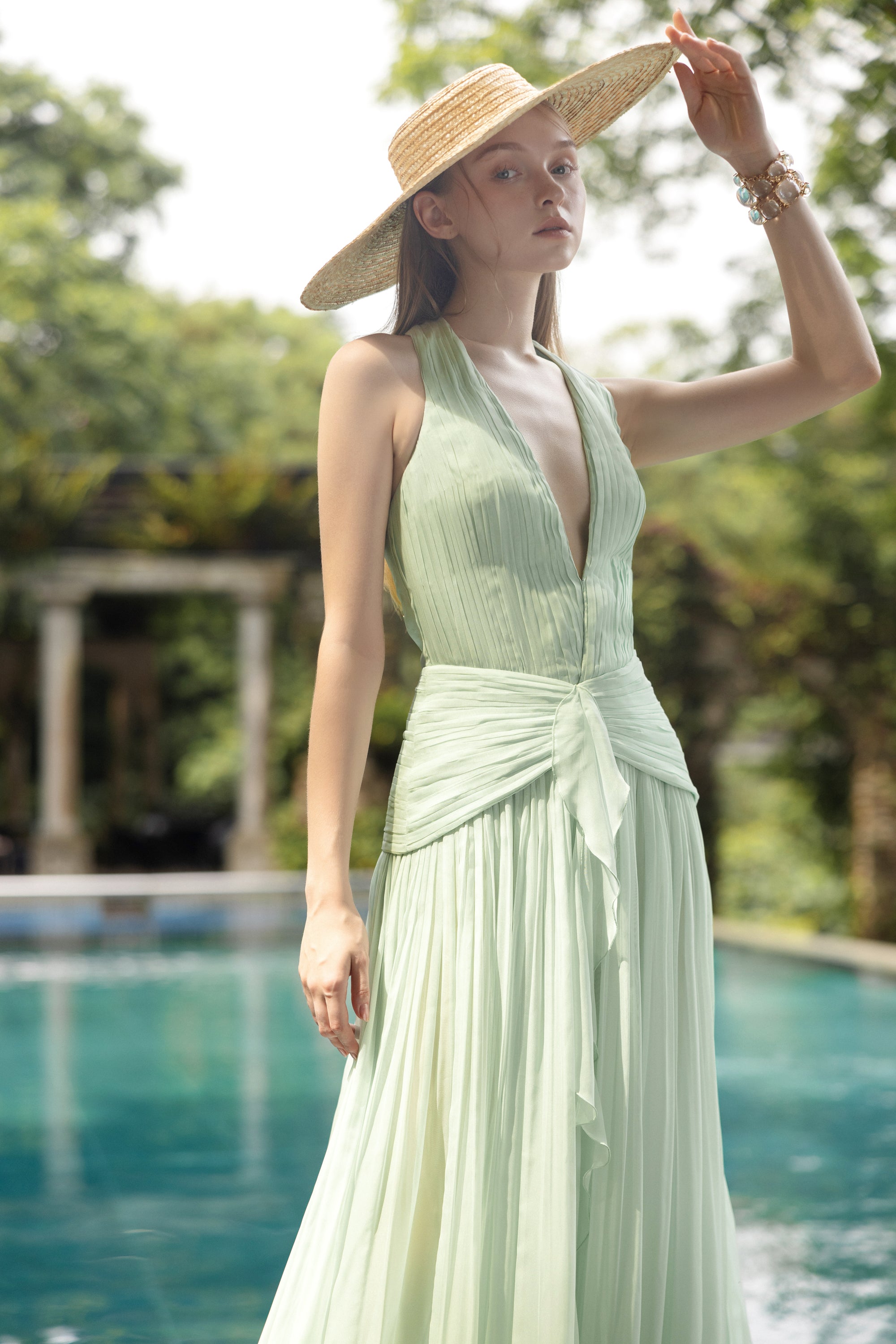 Dorothea silk pleated dress