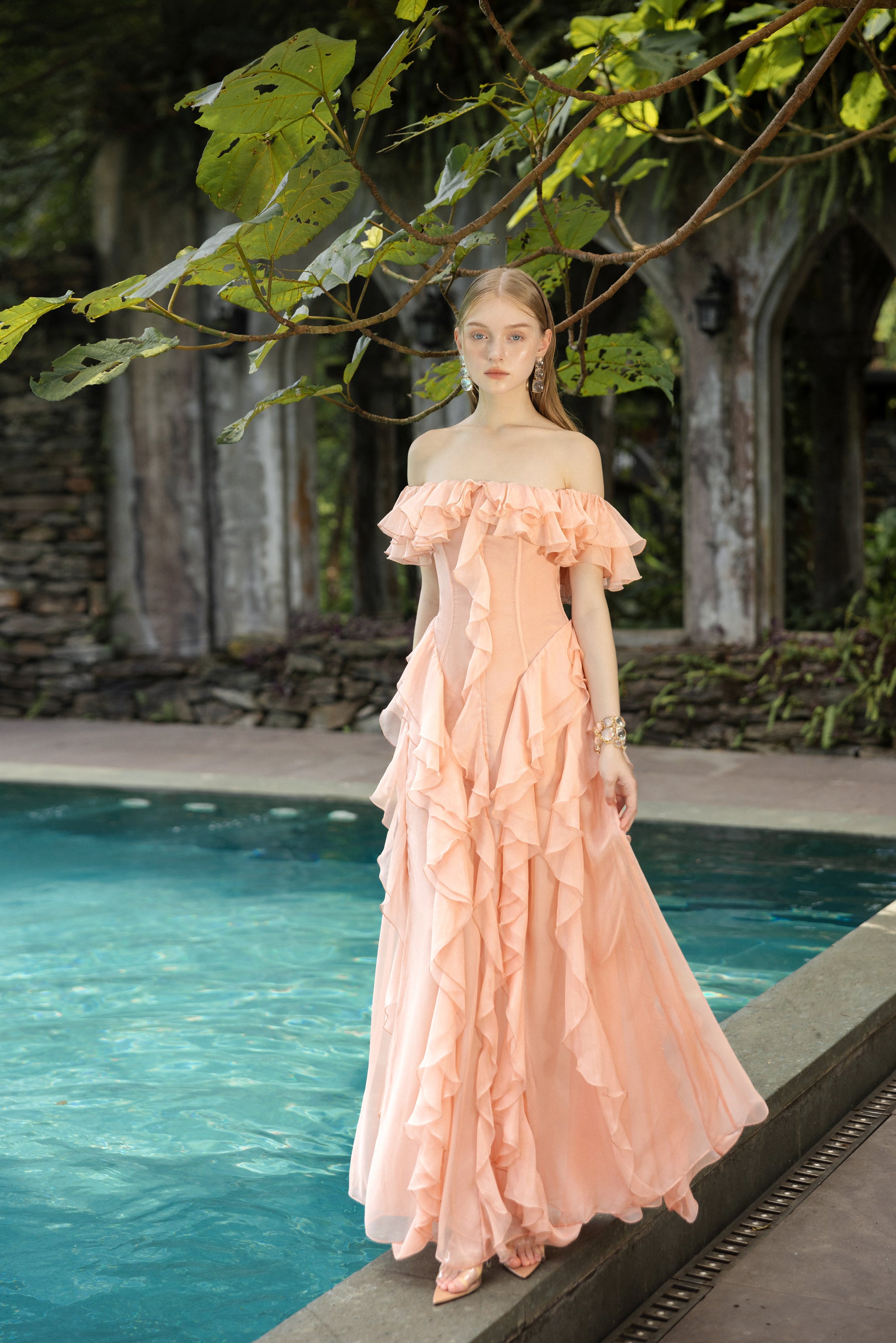 Elisabeth silk ruffles dress