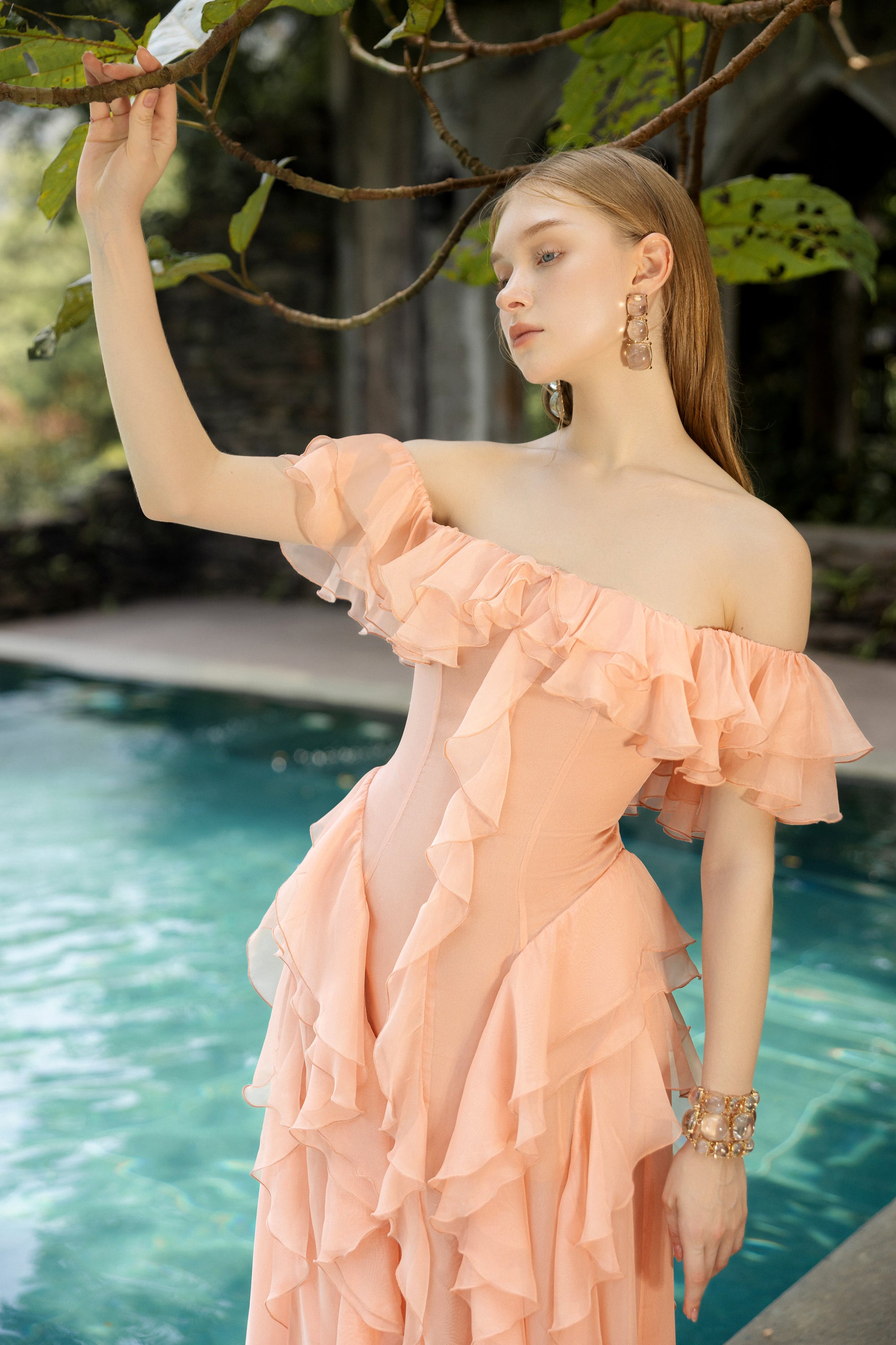 Elisabeth silk ruffles dress