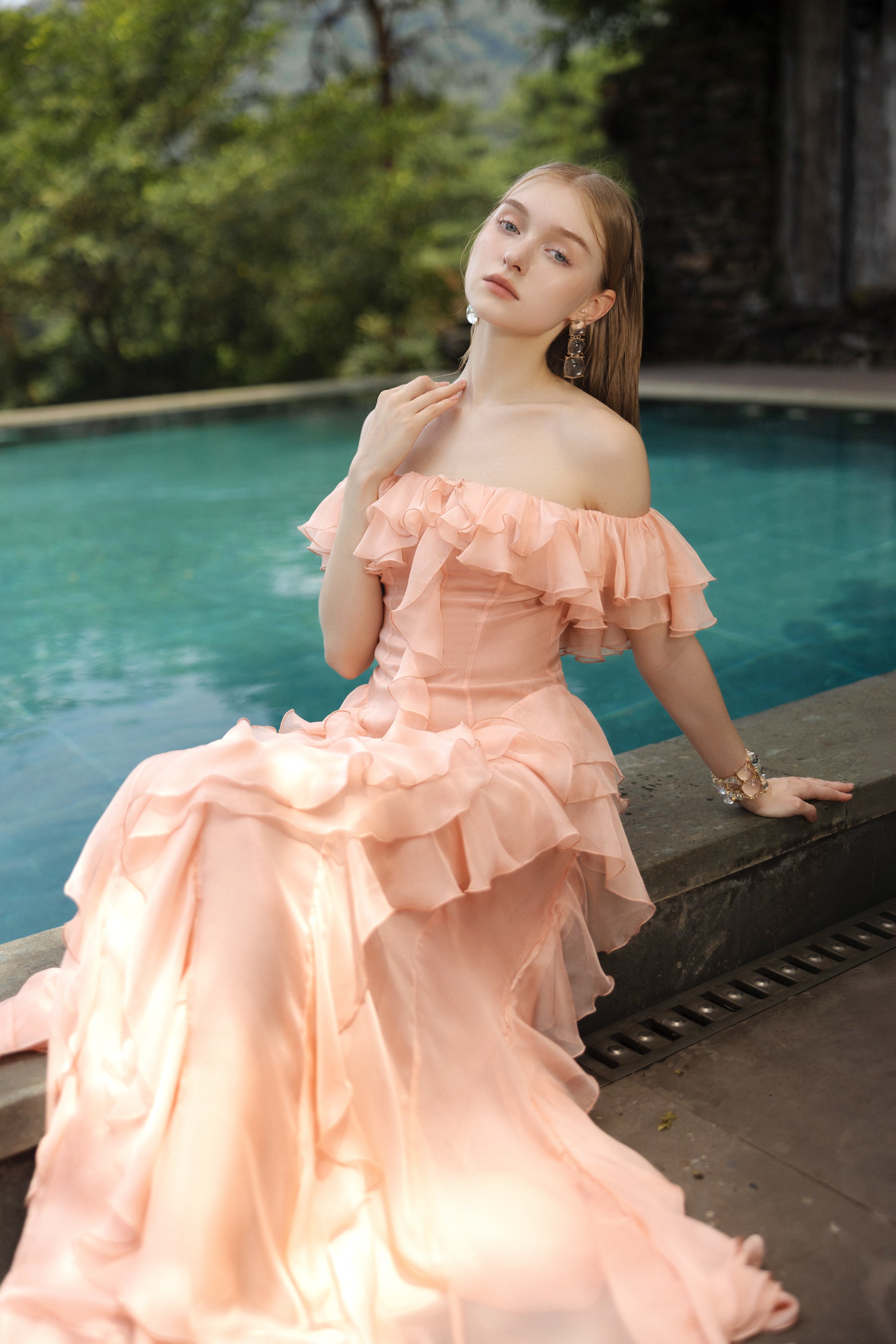 Elisabeth silk ruffles dress