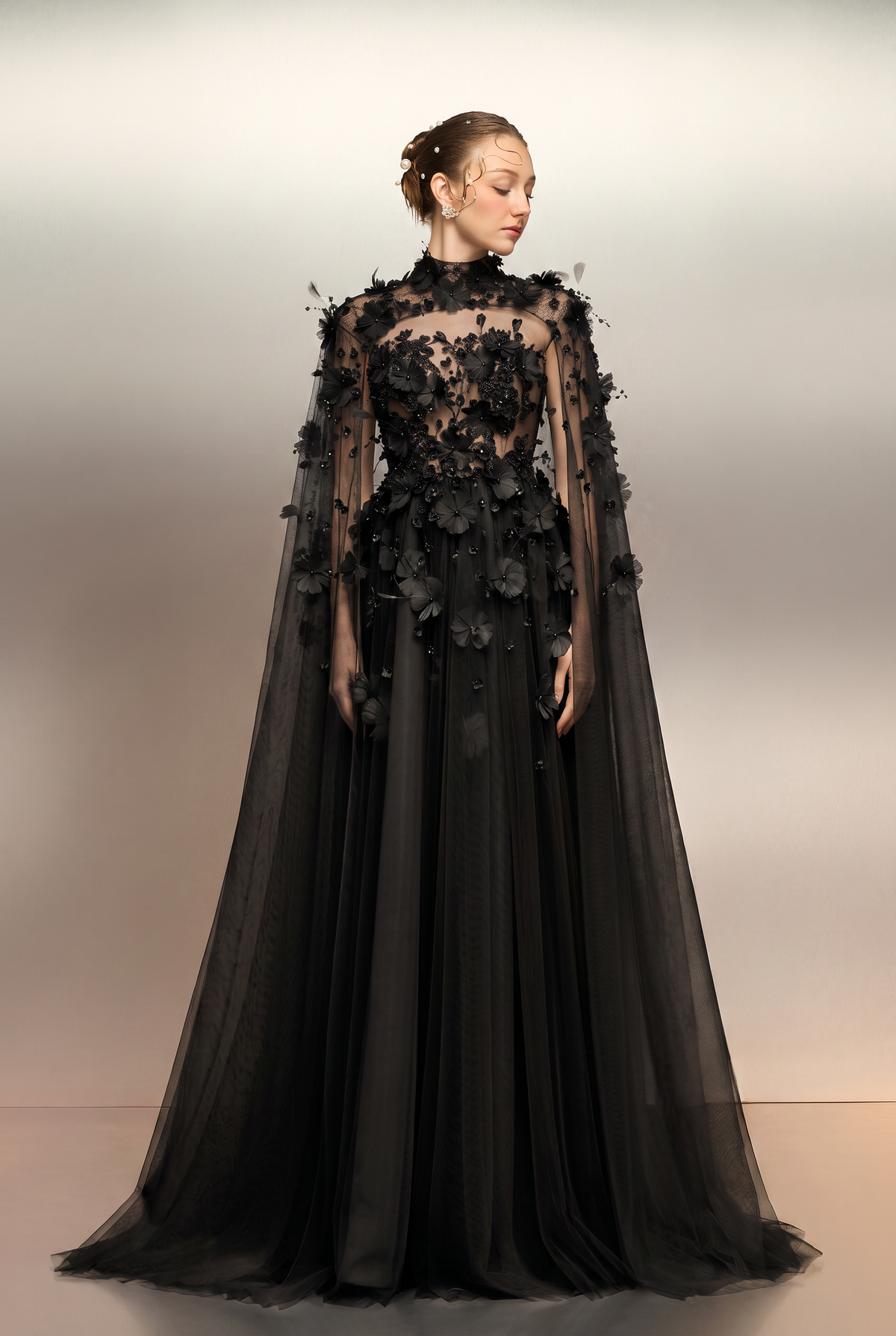 Rumram tulle flower dress & Kamilia tulle flower cape