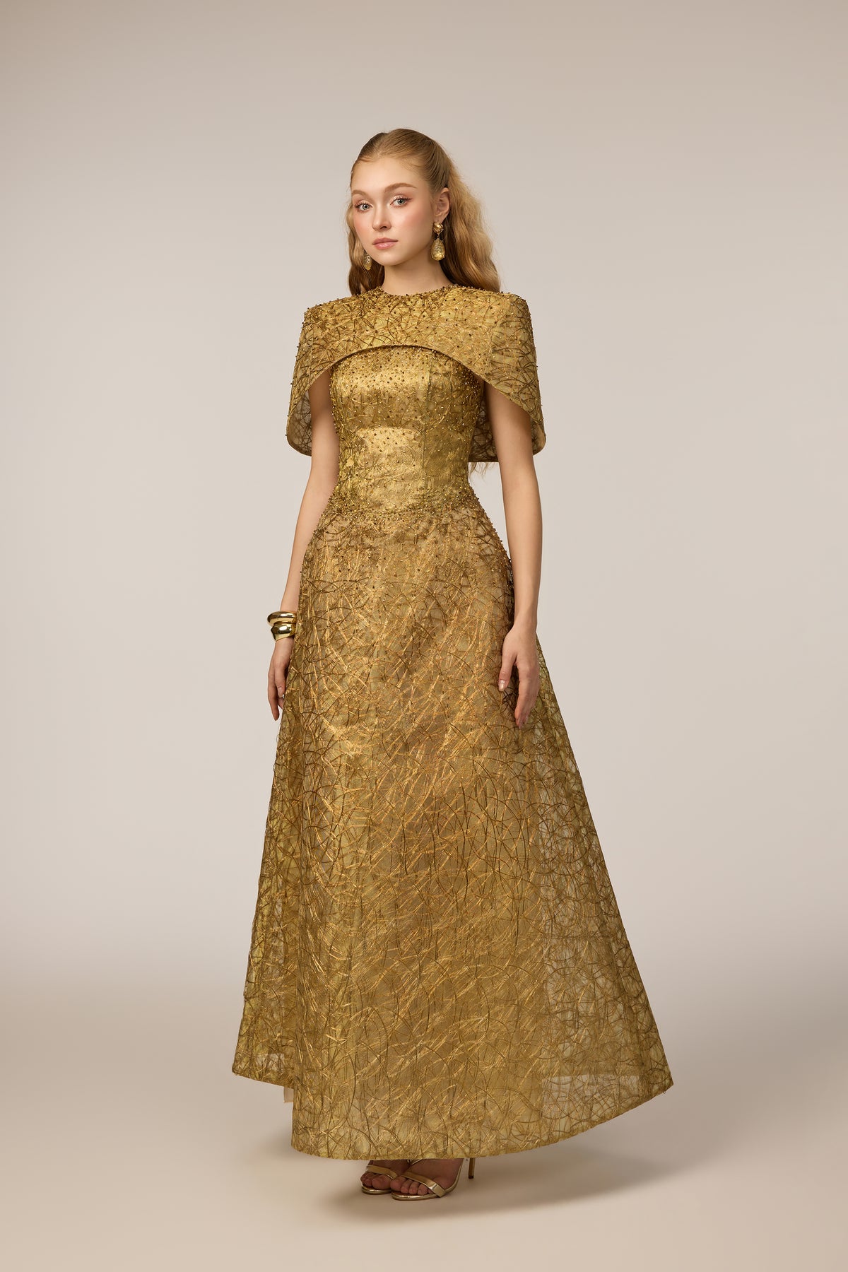 Farah Metallic Fiber Tulle dress