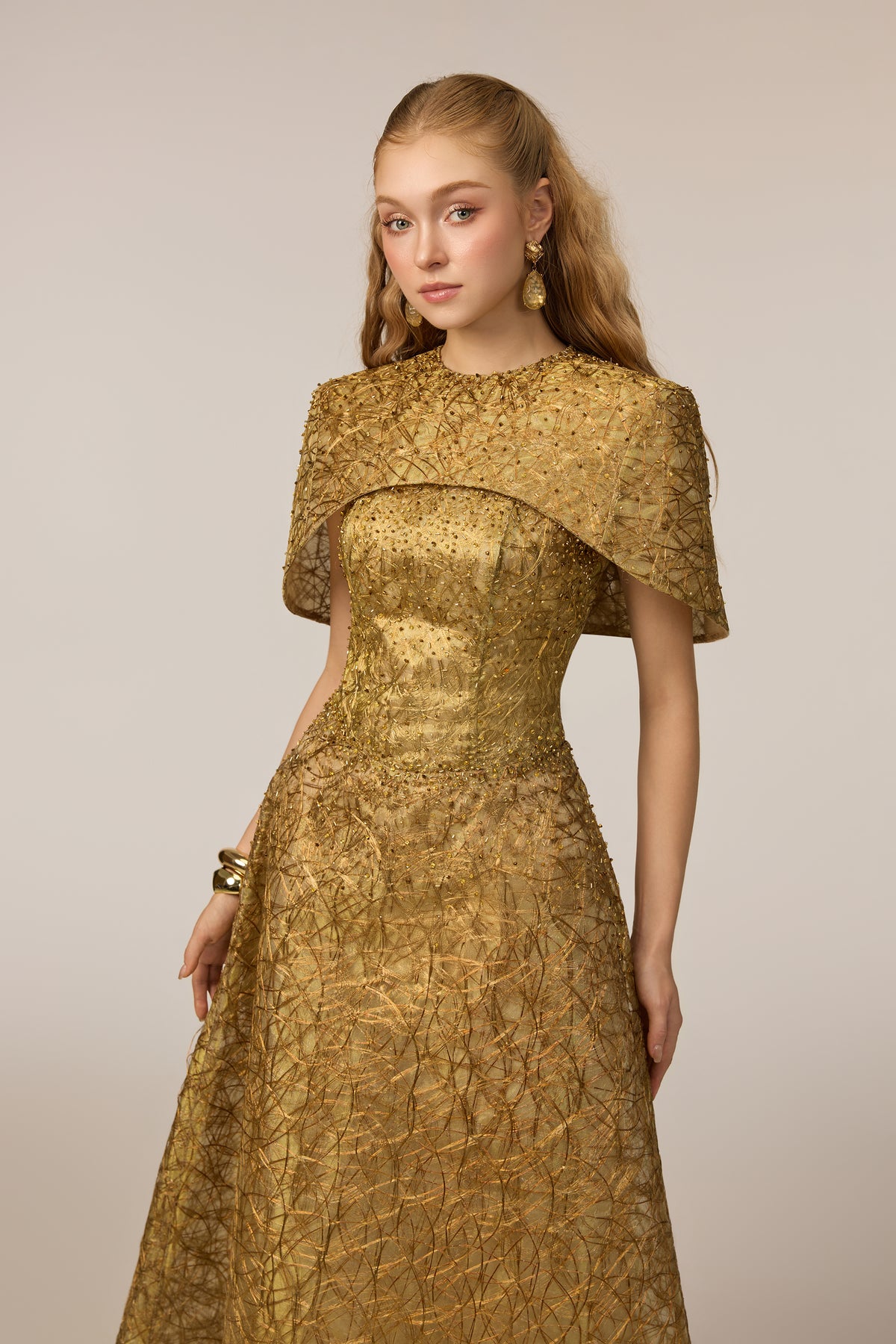 Farah Metallic Fiber Tulle dress