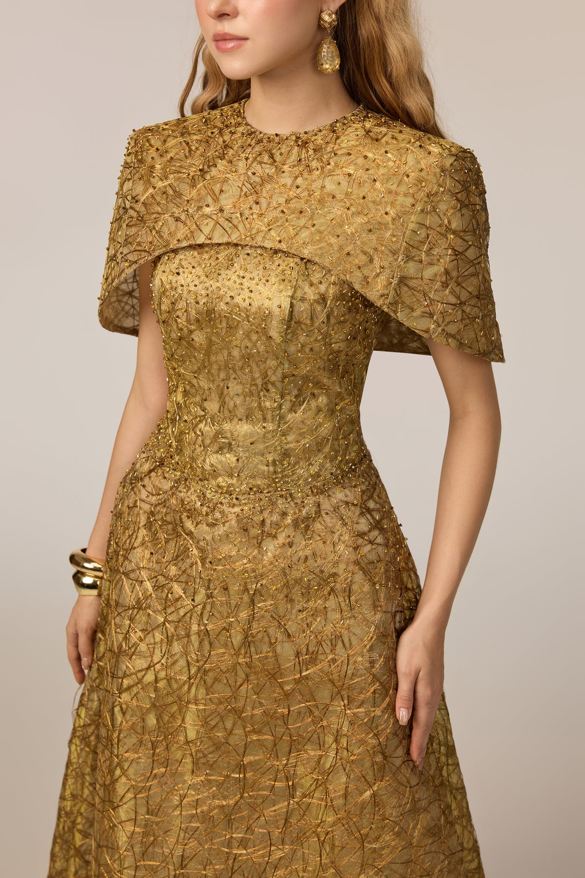 Farah Metallic Fiber Tulle dress