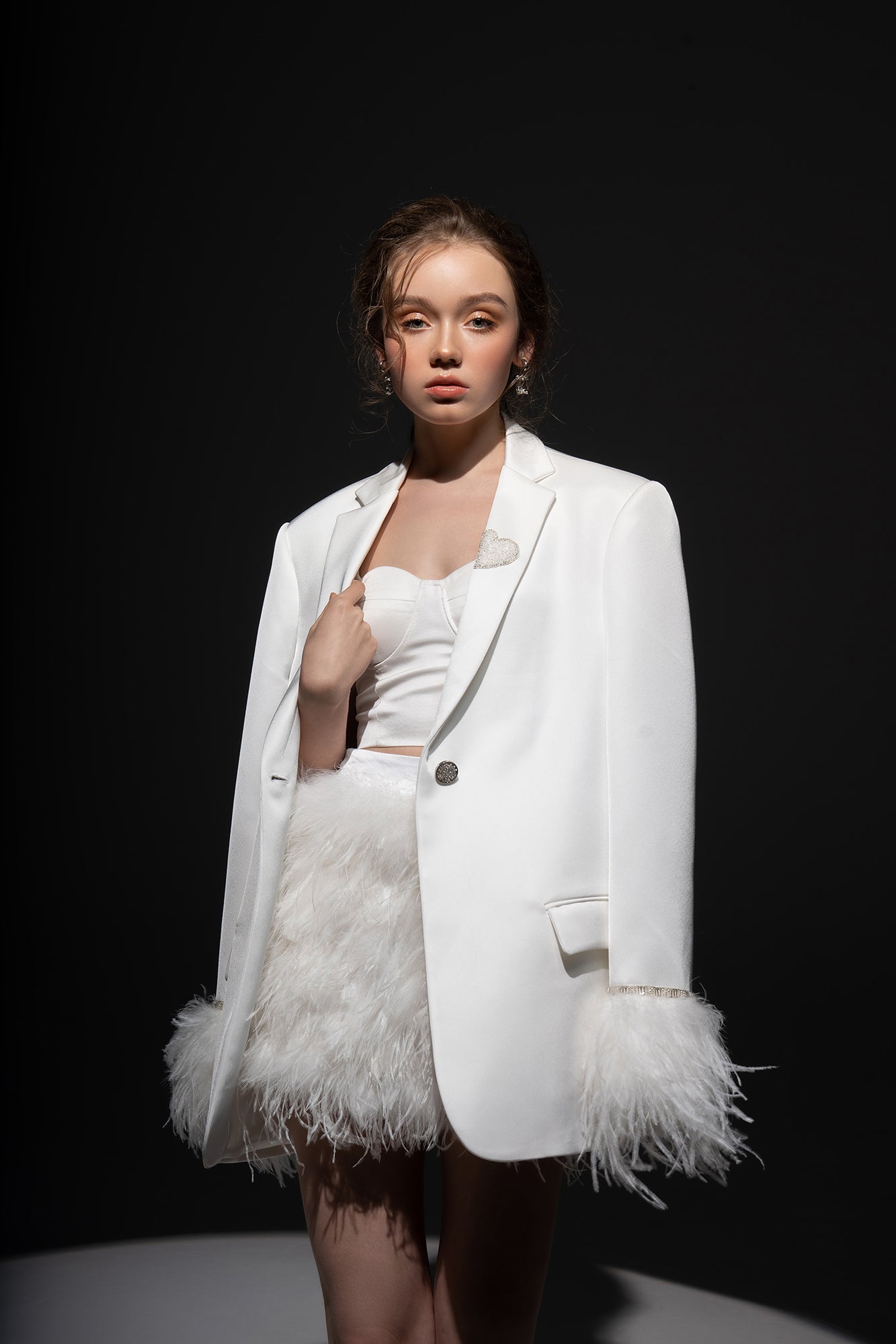 Kiera Taffeta feather blazer
