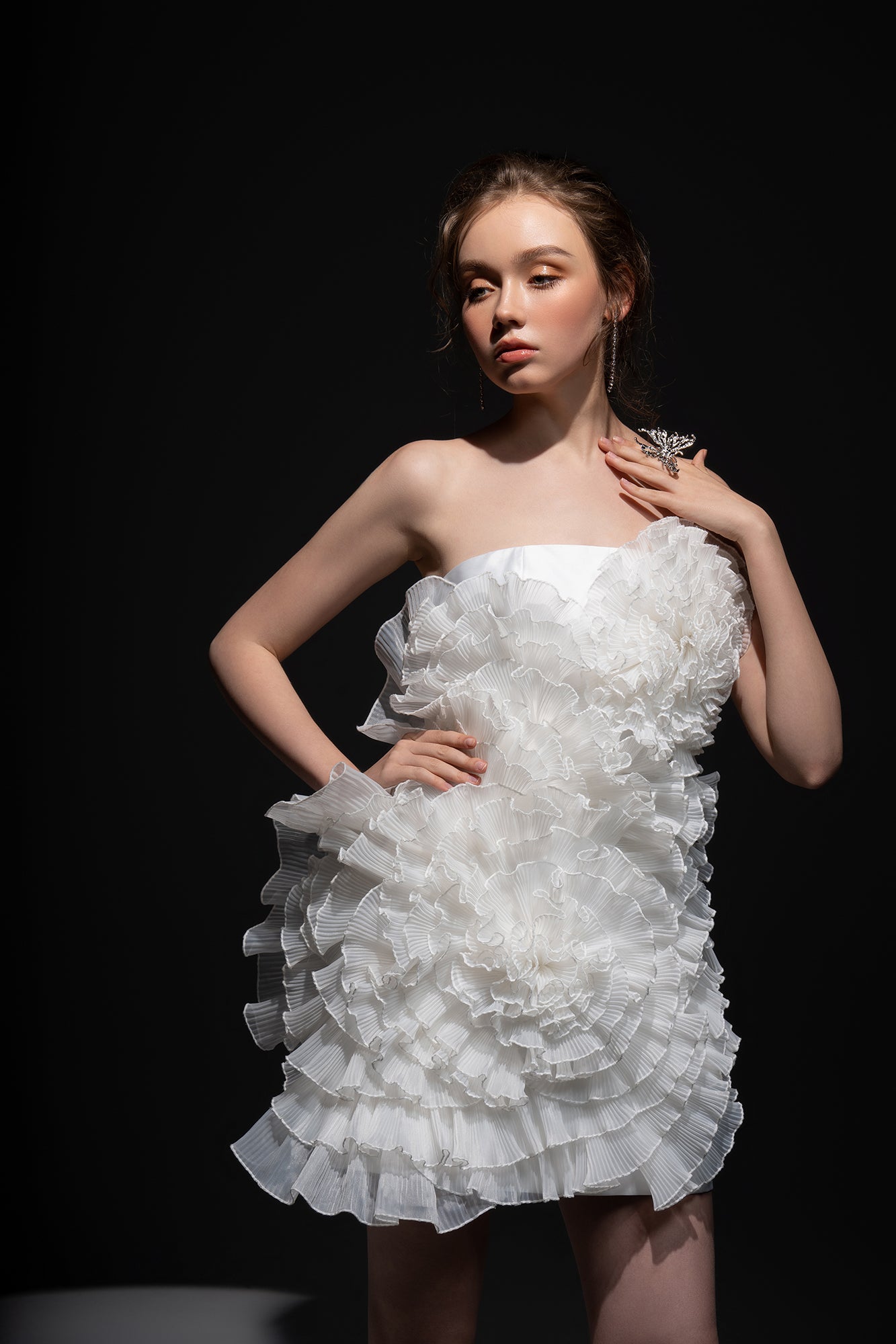 Elena taffeta Ruffle dress