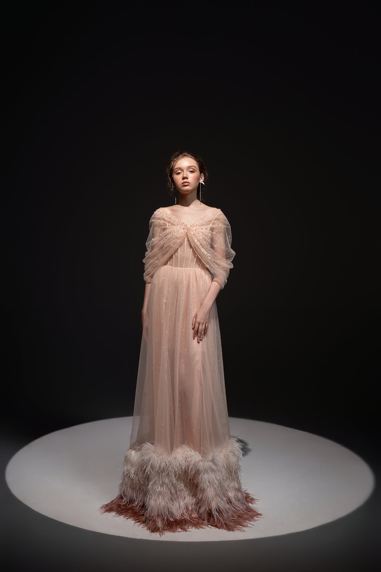 Cristina Tulle feather dress