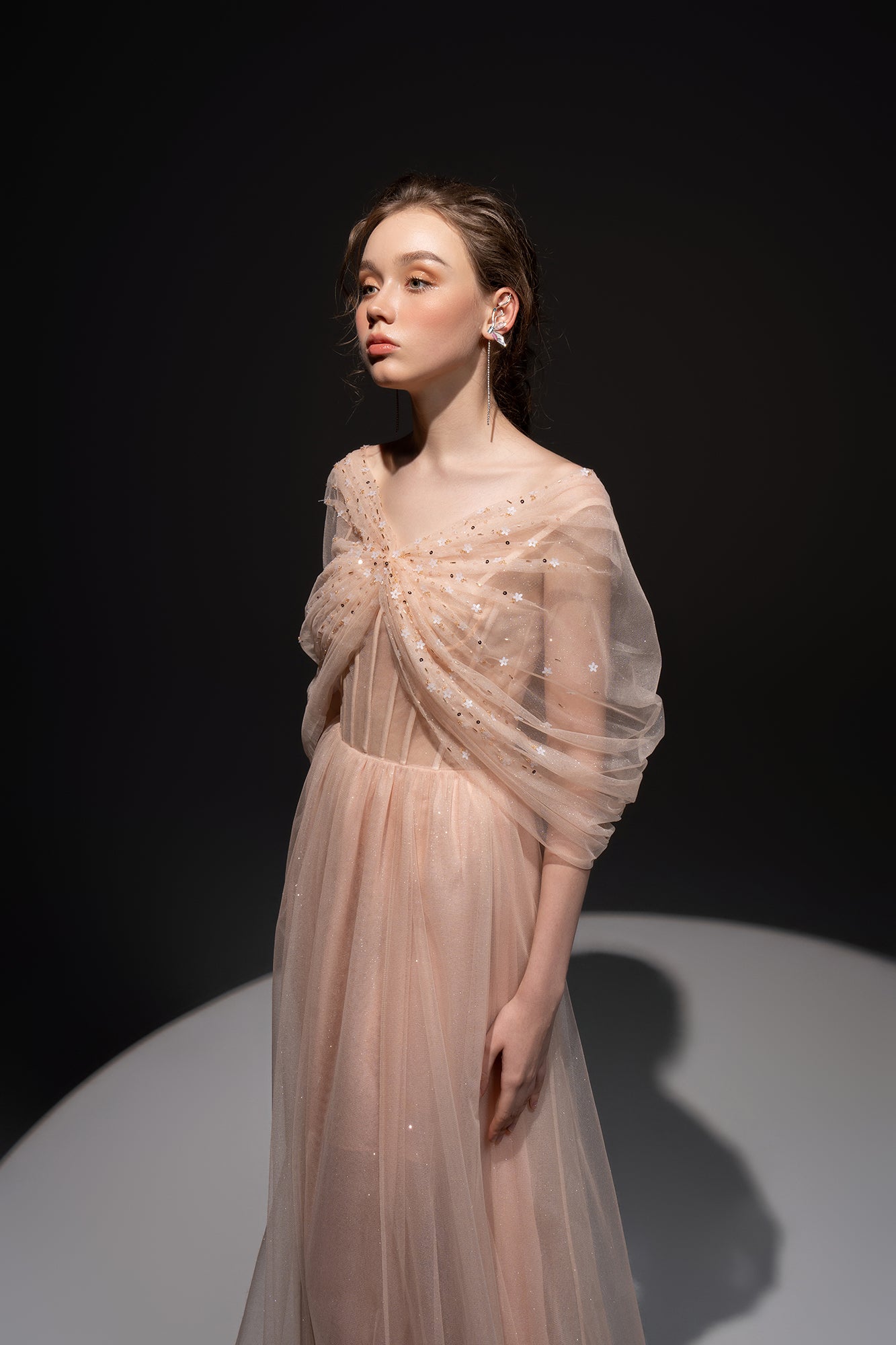 Cristina Tulle feather dress