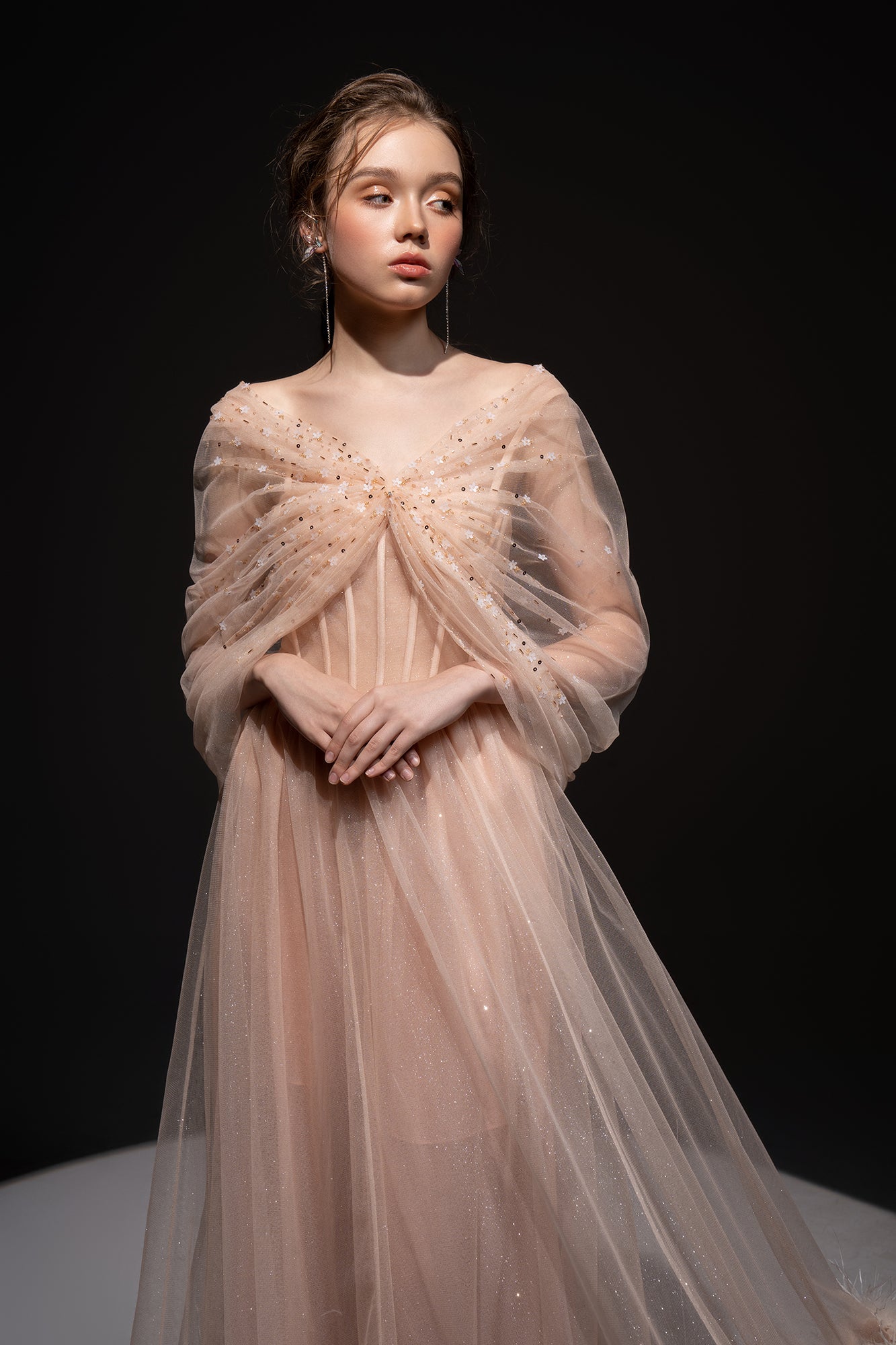 Cristina Tulle feather dress