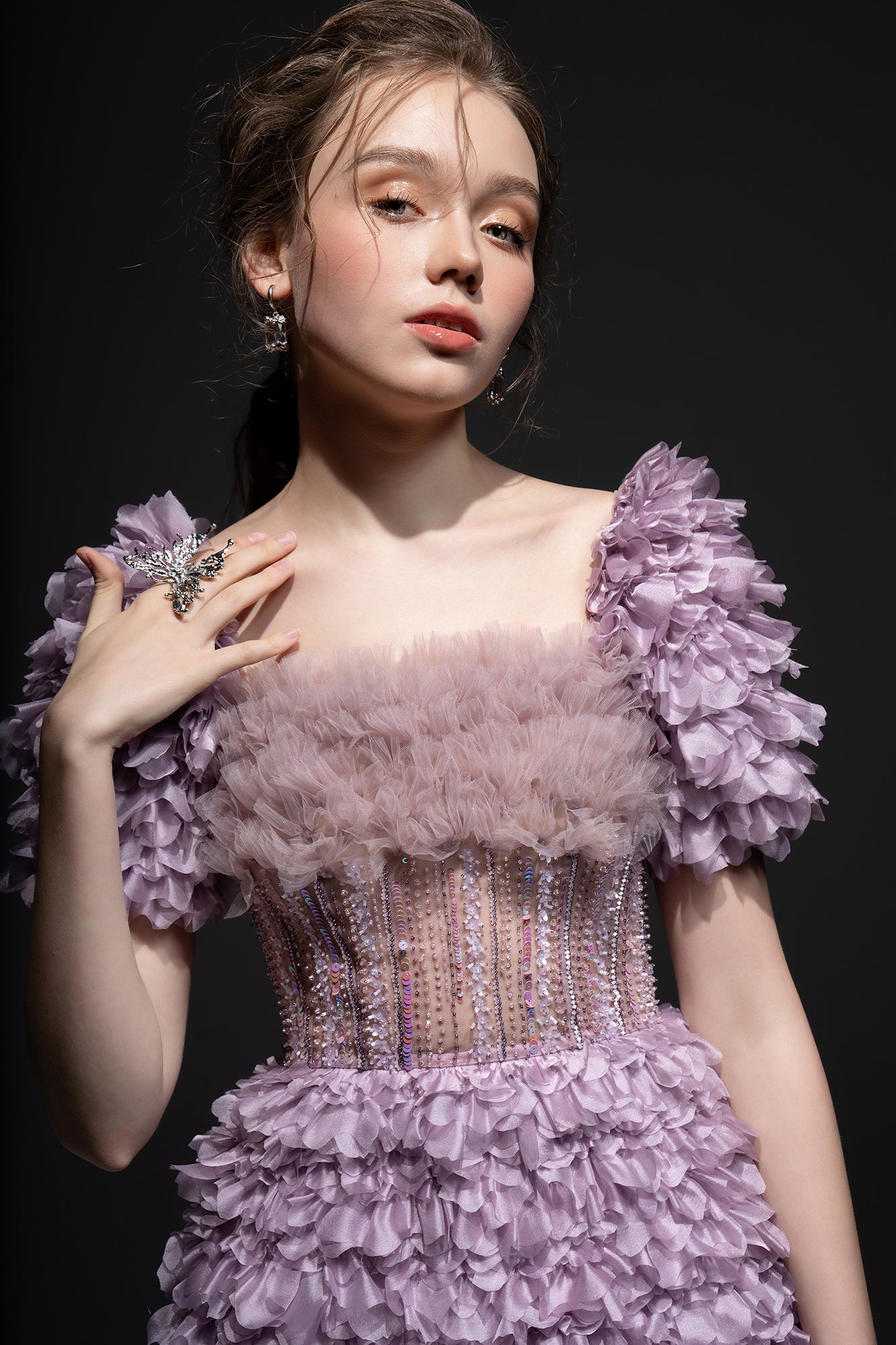 Leslie Tulle ruffles dress