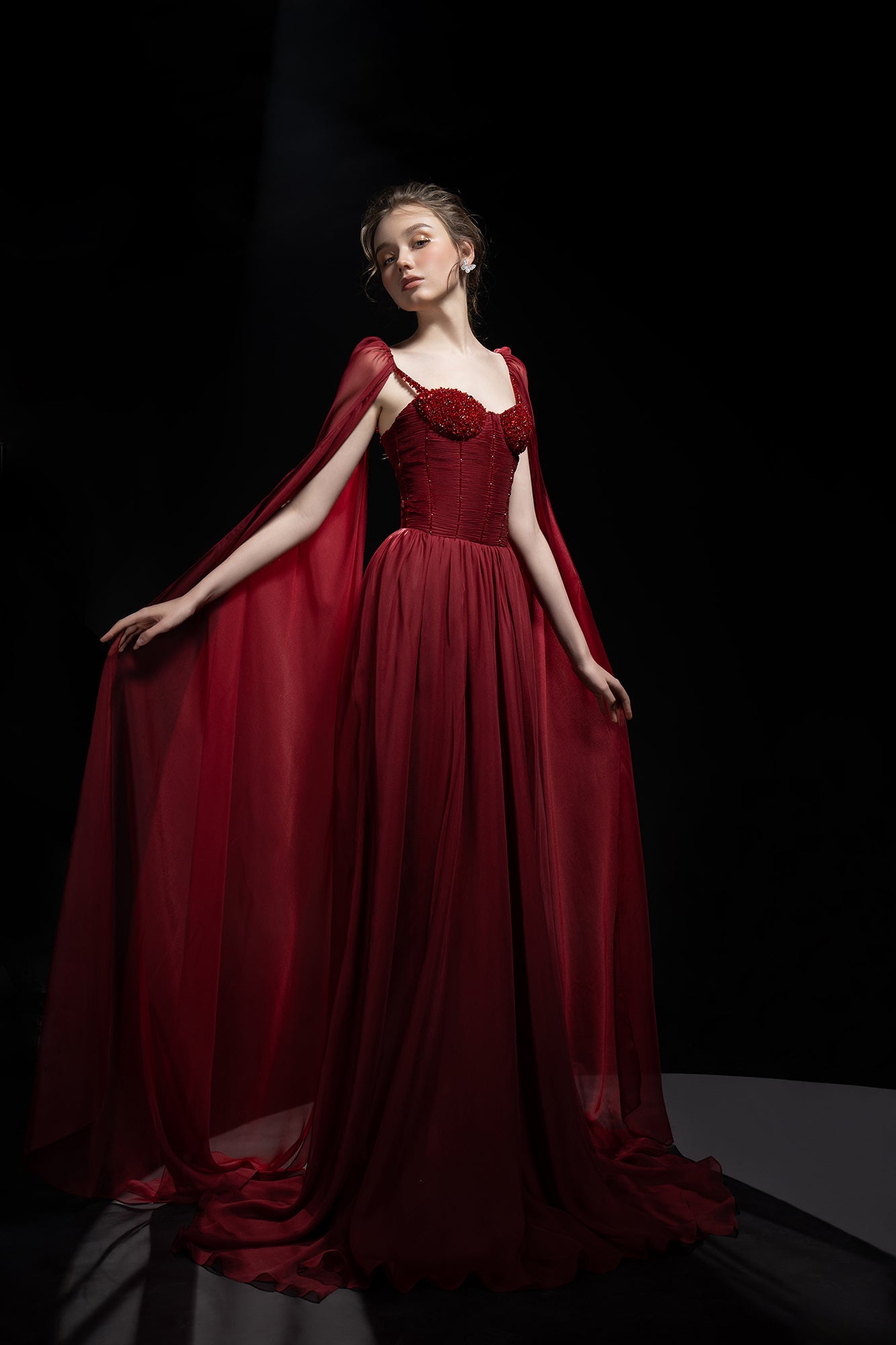 Esther Silk cape dress