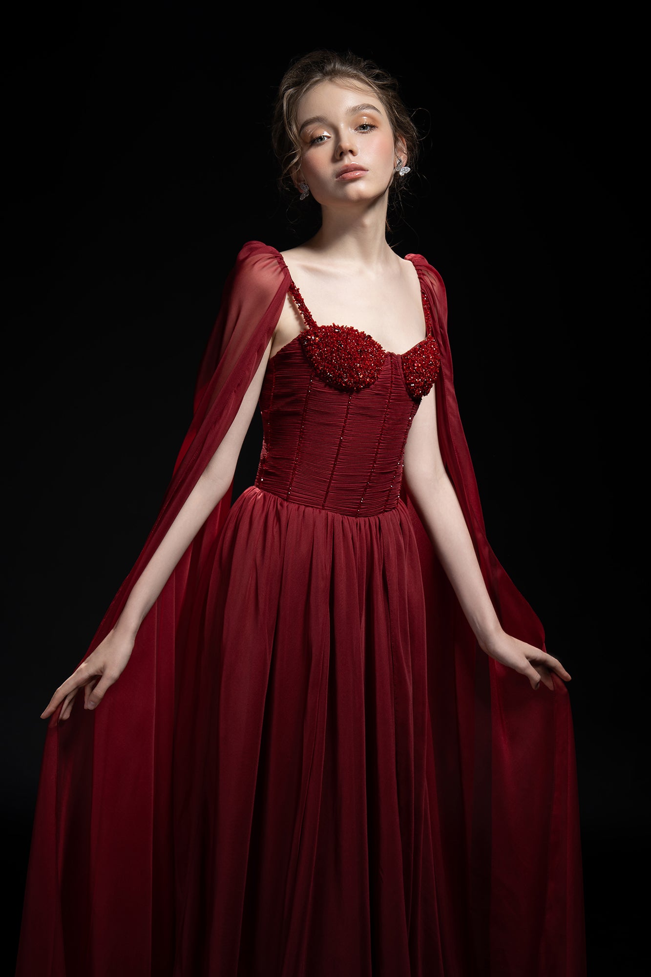 Esther Silk cape dress