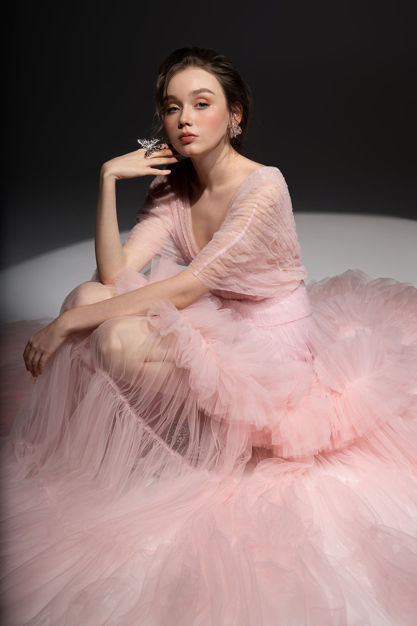 Cheryl Tulle cape dress