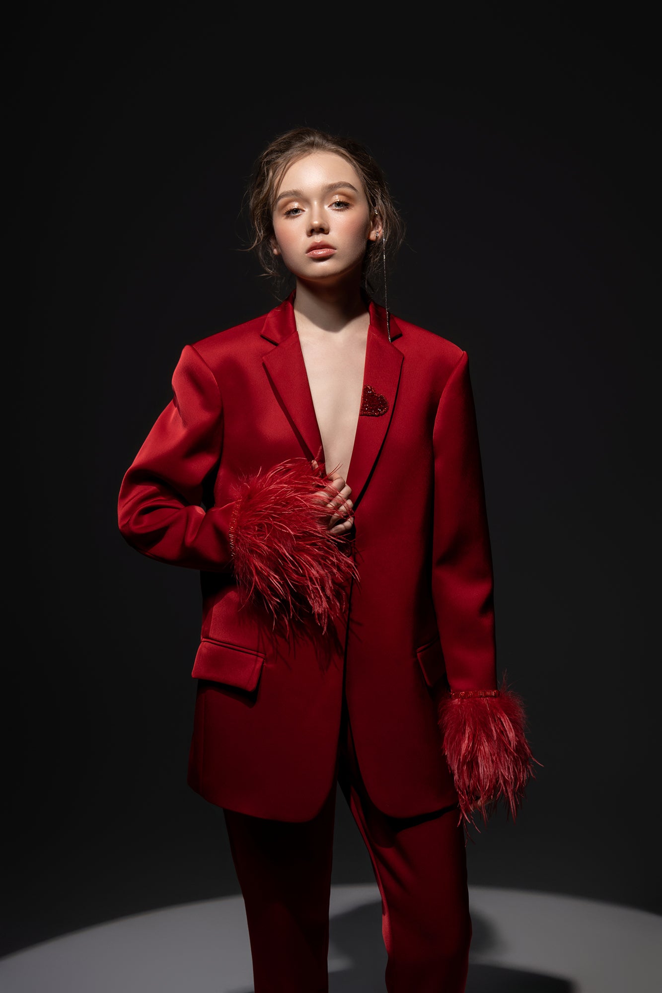 Kiera Taffeta feather blazer
