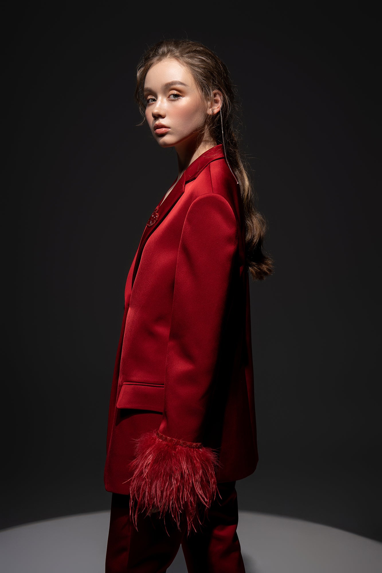 Kiera Taffeta feather blazer